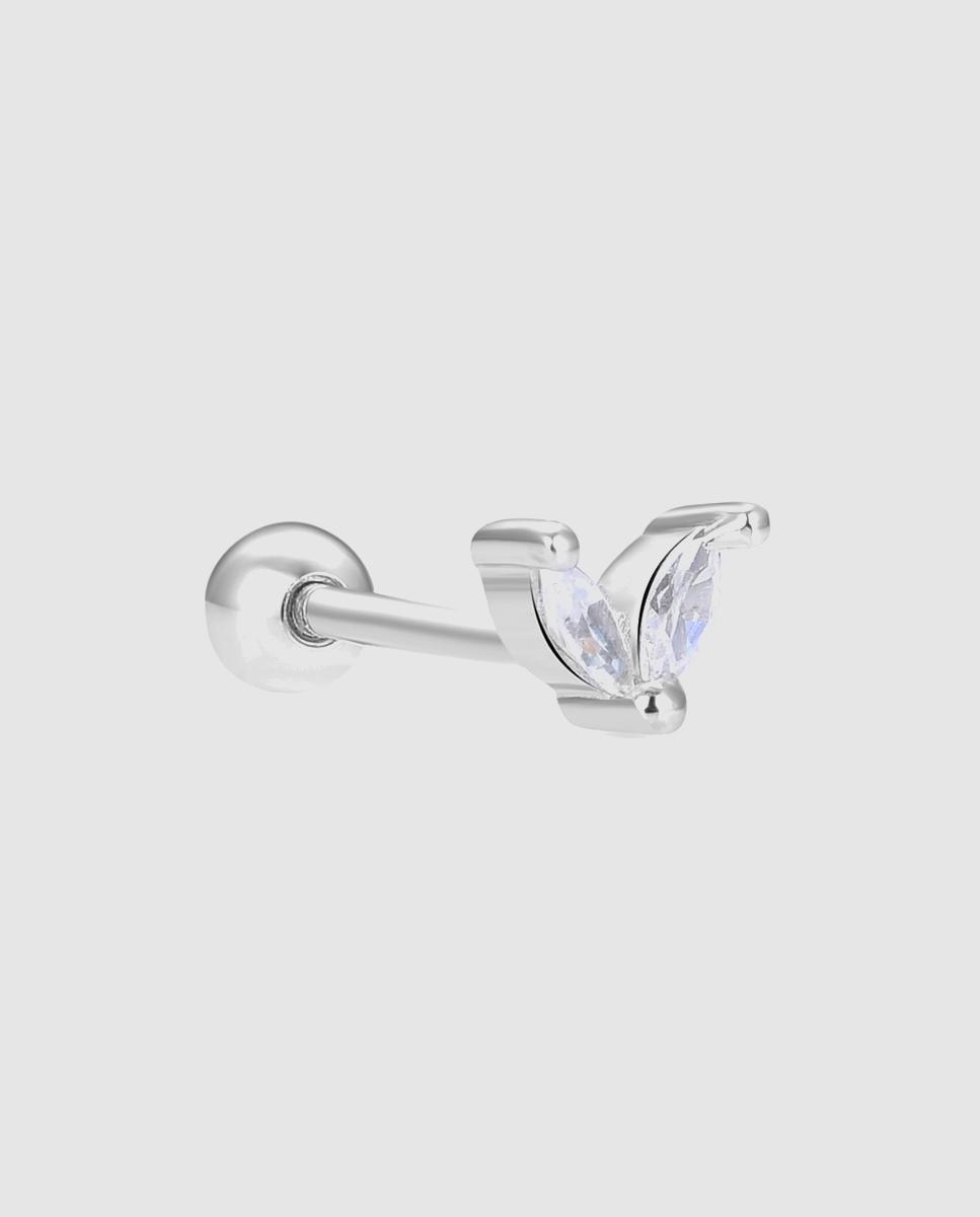 Piercing Personalizável de Prata de Lei 925 com Acabamento em Ródio e Zirconita Brilhante Prata brilhante / Transparente-1