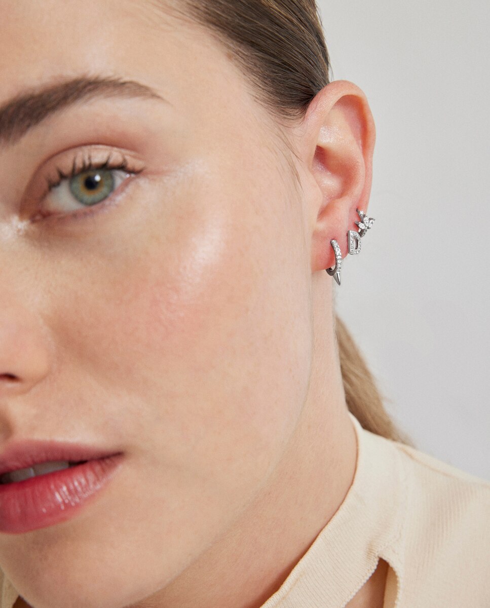 Piercing Personalizável de Prata de Lei 925 com Acabamento em Ródio e Zirconita Brilhante Prata brilhante / Transparente-2