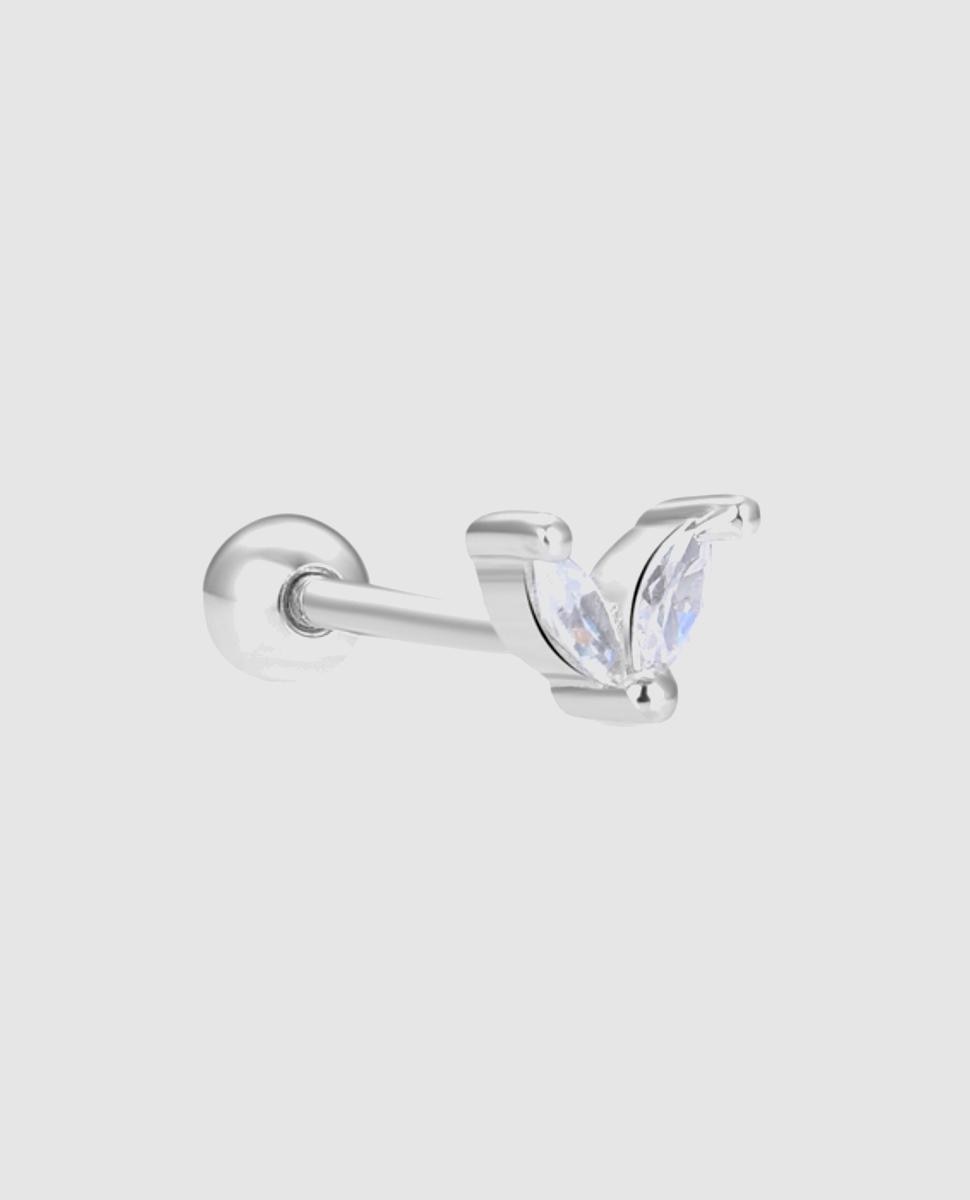 Piercing Personalizável de Prata de Lei 925 com Acabamento em Ródio e Zirconita Brilhante Prata brilhante / Transparente-3