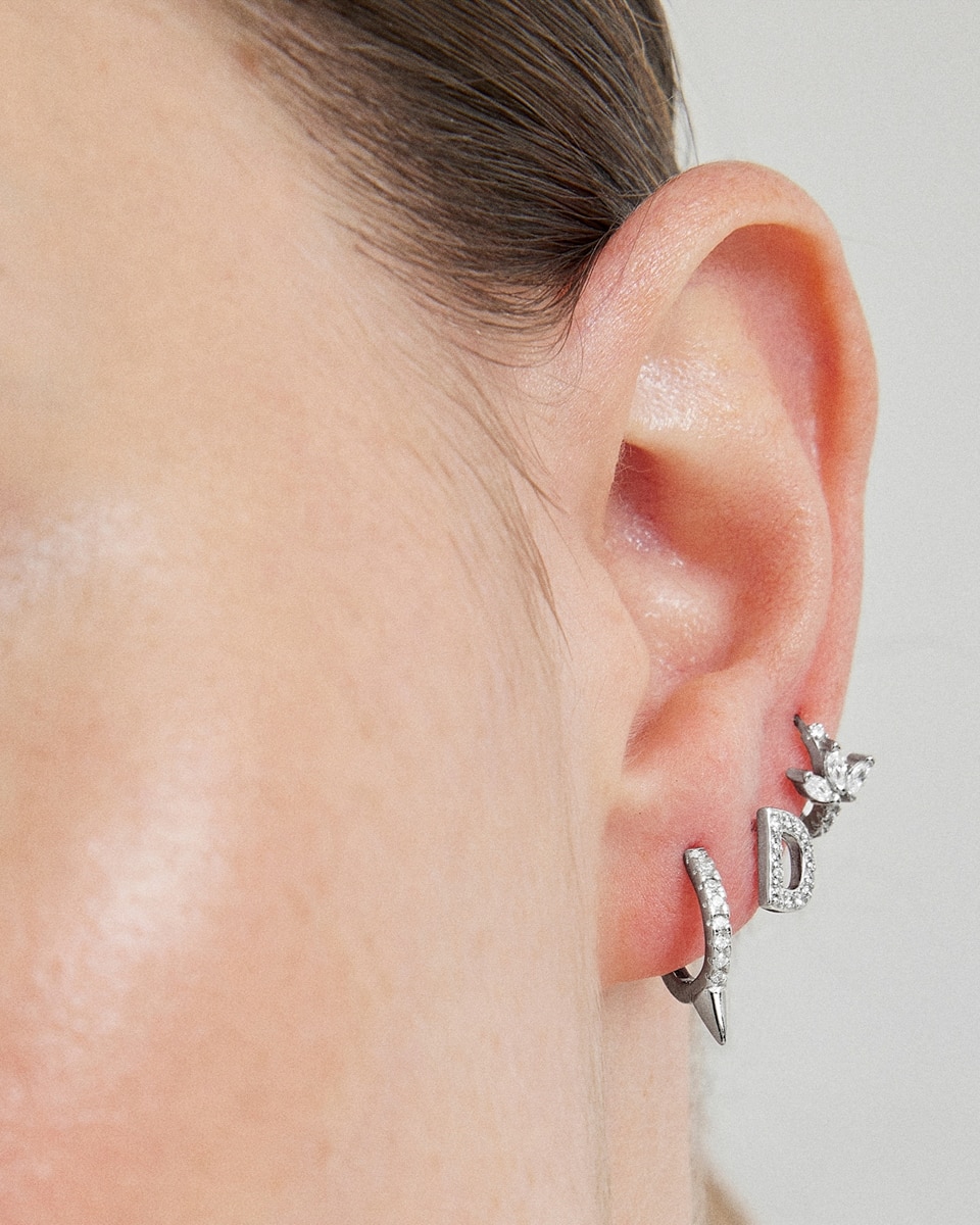 Piercing Personalizável de Prata de Lei 925 com Acabamento em Ródio e Zirconita Brilhante Prata brilhante / Transparente-4