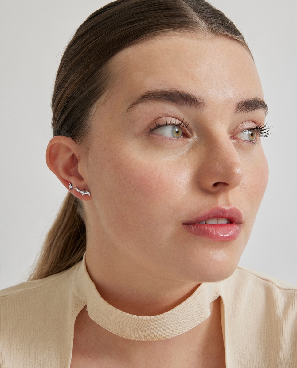 Piercing Personalizável de Prata de Lei 925 com Acabamento em Ródio e Zirconita Brilhante Prata brilhante / Transparente-5