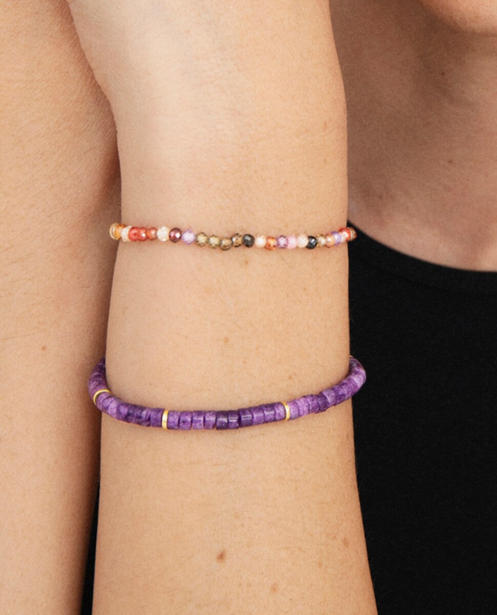 Pulseira de Corrente Trendy de Prata de Lei 925 Acabada em Ouro Amarelo de 18 Quilates com Cristal Multicolor Ouro-3