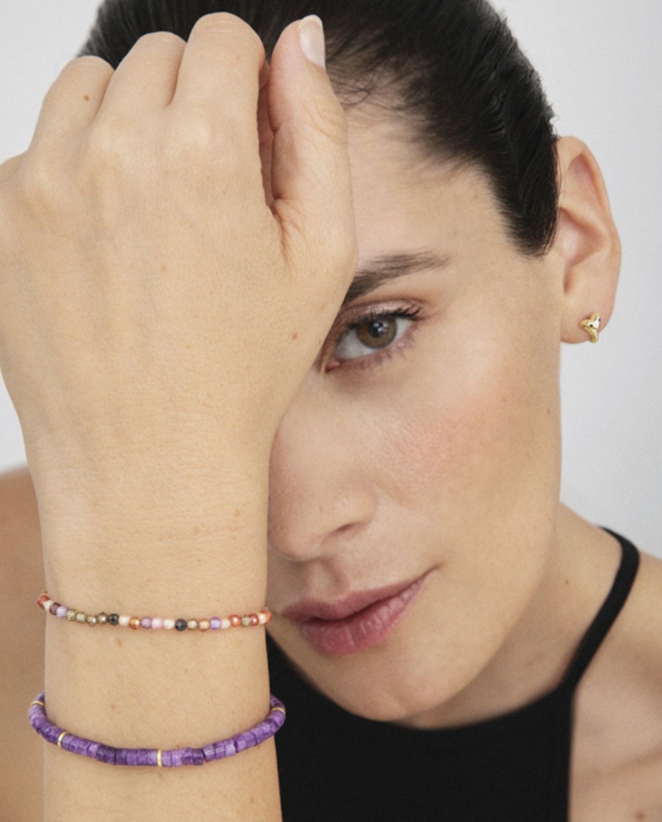 Pulseira de Corrente Trendy de Prata de Lei 925 Acabada em Ouro Amarelo de 18 Quilates com Cristal Multicolor Ouro-4