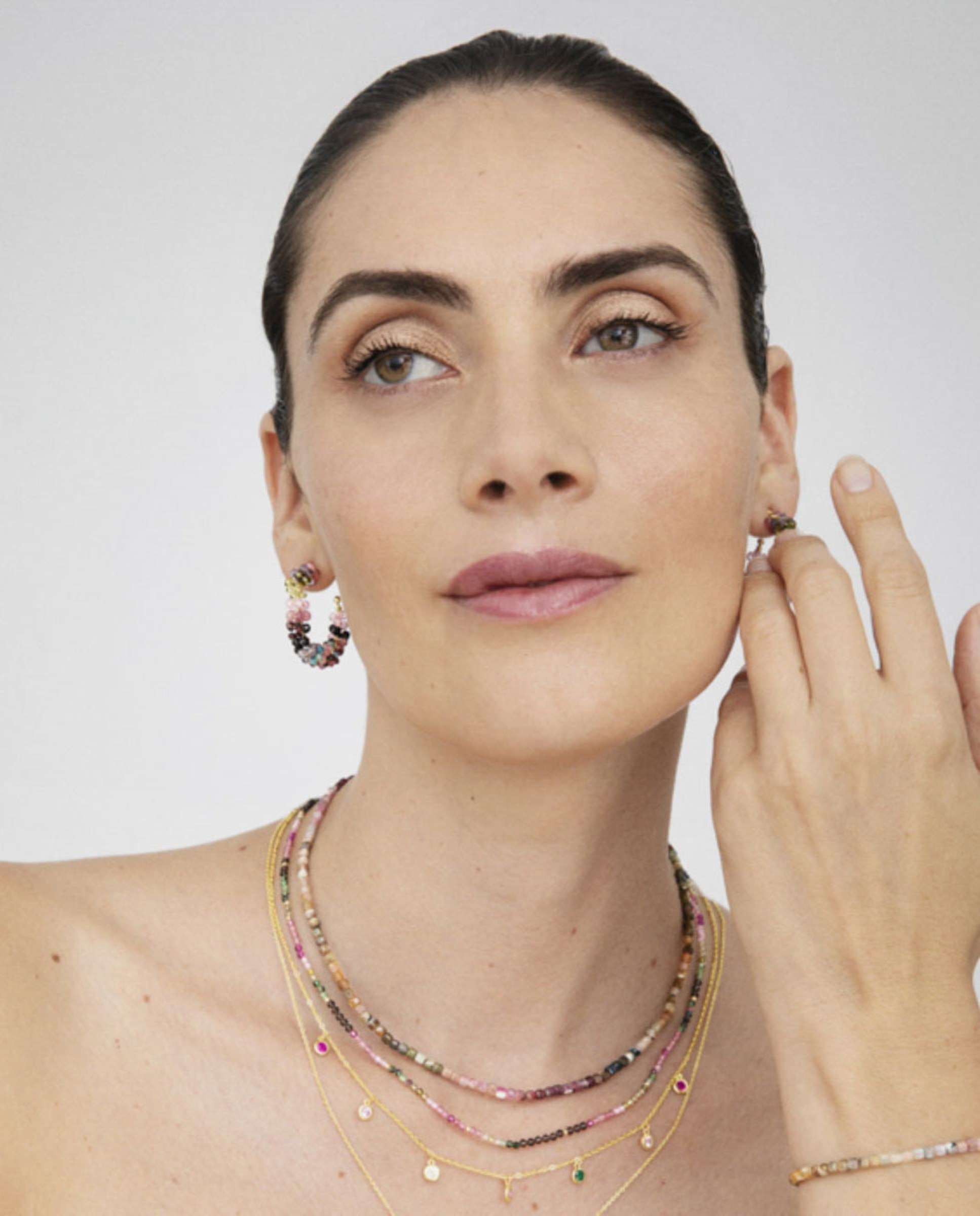 Brincos Trendy de Prata de Lei 925 com Acabamento em Ouro de 18 Quilates e Turmalina Multicolor Multicolor-4