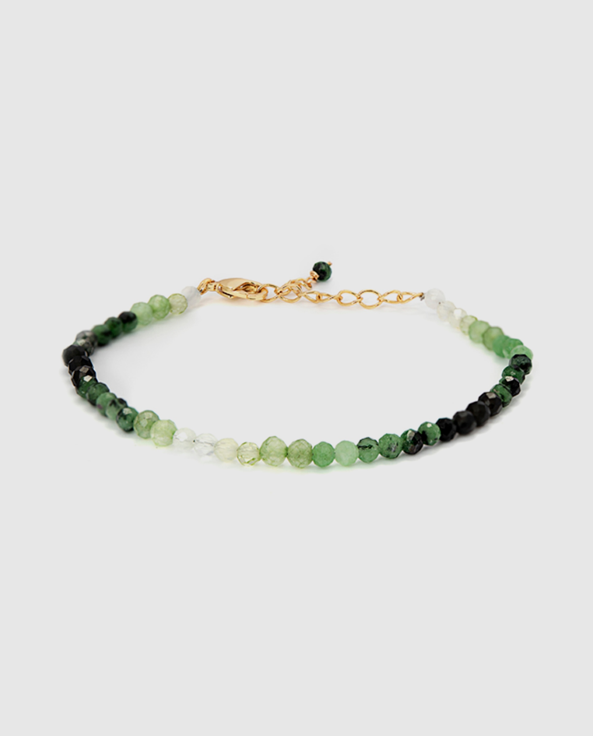 Imagem 0 de Pulseira de Corrente África Acabada em Ouro Amarelo 18 Quilates com Cristal Verde