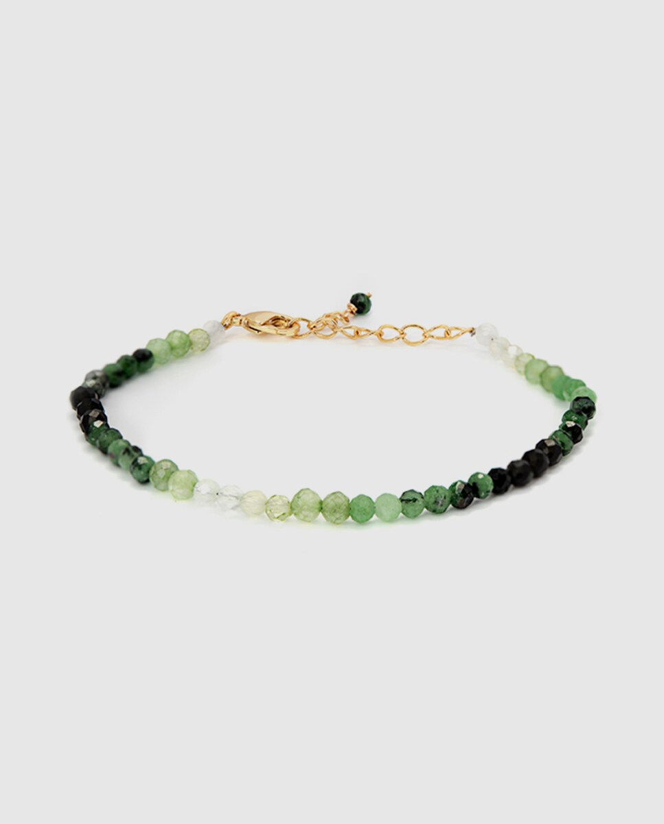 Pulseira África com Acabamento em Ouro Amarelo de 18k com Cristal Verde Multicolor-1