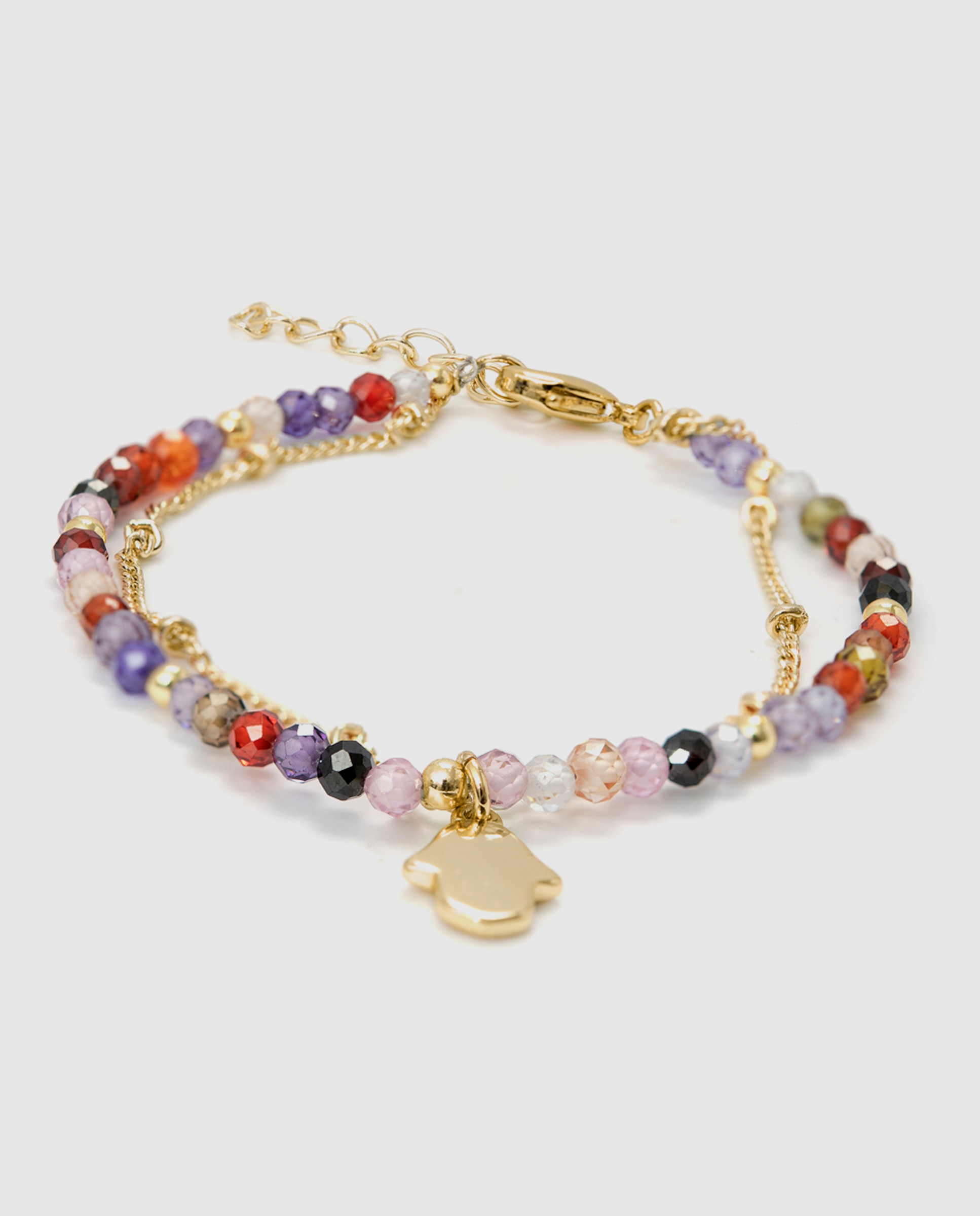 Imagem 0 de Pulseira África Acabada em Ouro Amarelo de 18 Quilates com Cristal Multicolor
