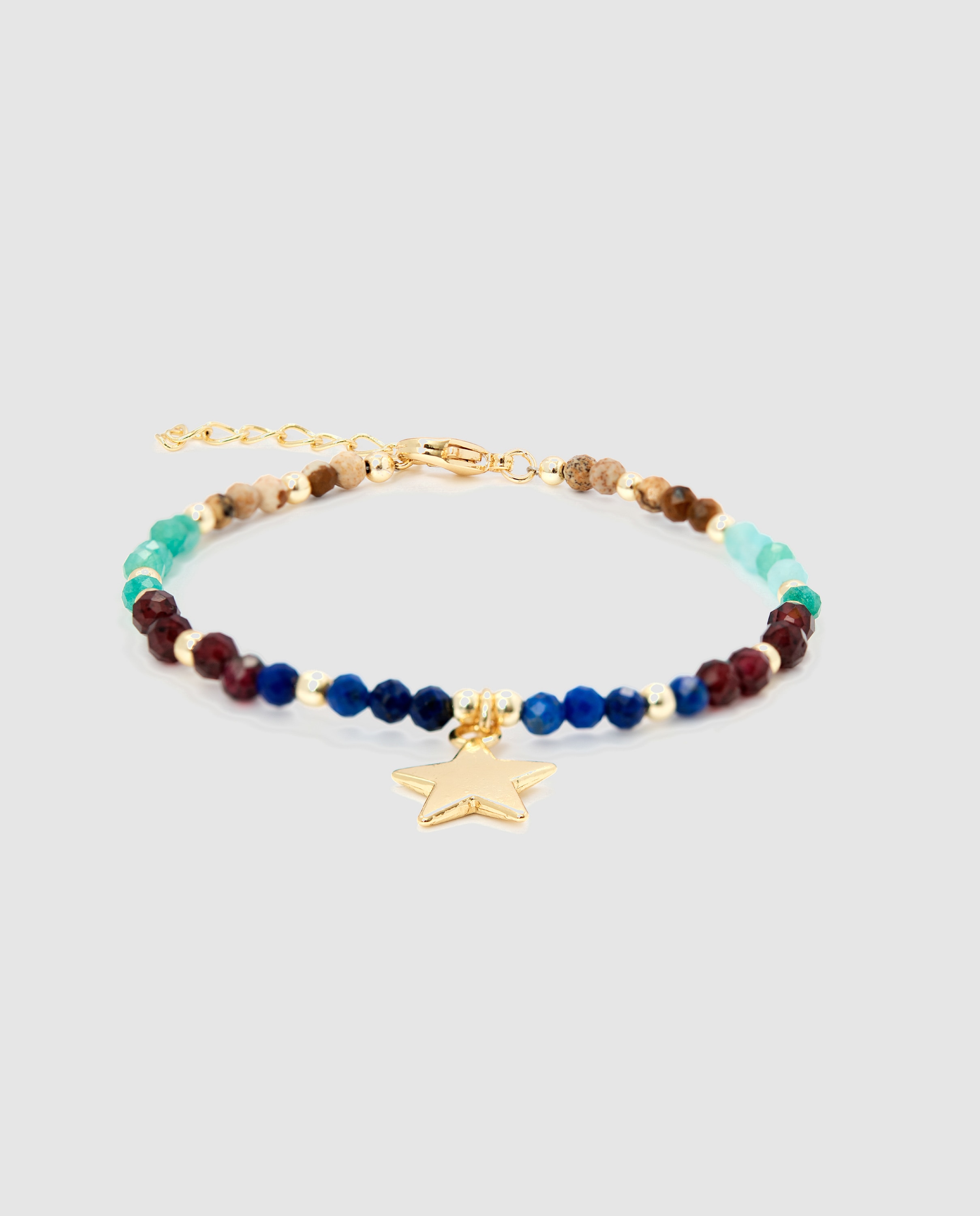 Pulseira de Corrente África Acabada em Ouro 18 Quilates com Cristal Multicolor Ouro-1