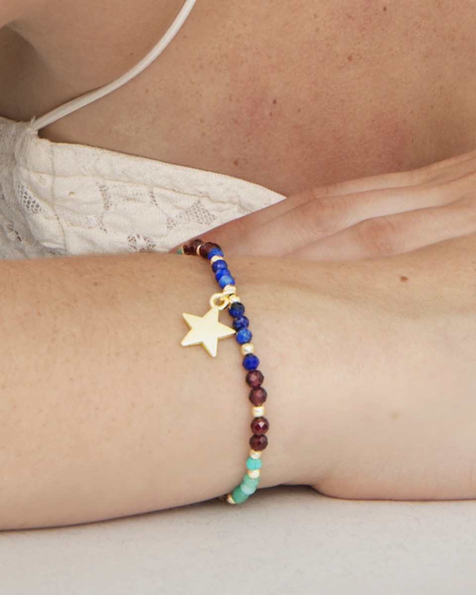 Pulseira de Corrente África Acabada em Ouro 18 Quilates com Cristal Multicolor Ouro-3