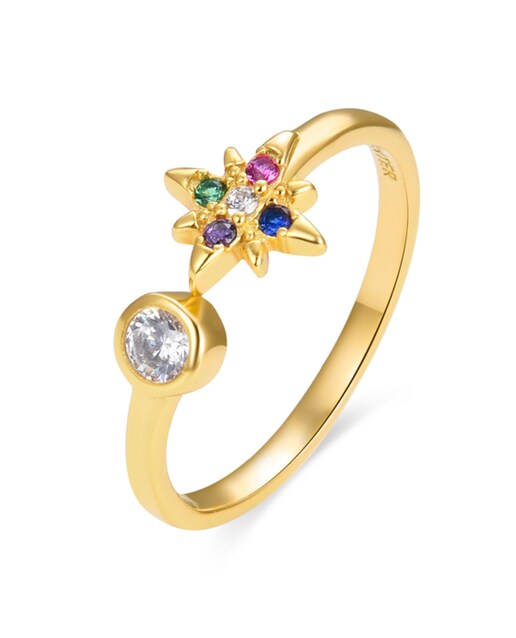 Imagem 0 de Anel Trendy com Acabamento em Ouro de 18k com Zirconita Multicolor