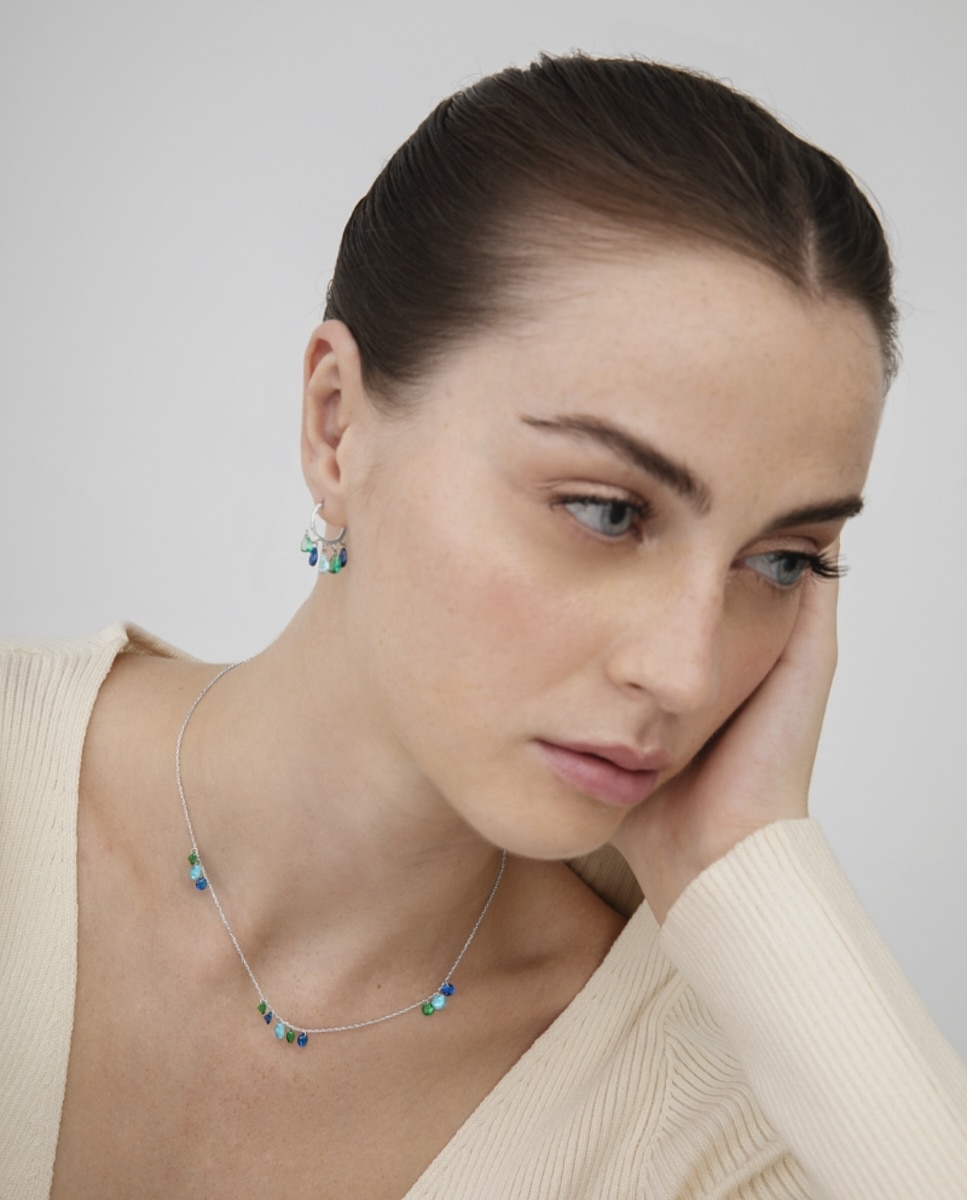 Colar Pide Un Deseo de Prata de Lei 925 com Acabamento em Ródio e Zirconita Multicolor Multicolor-2