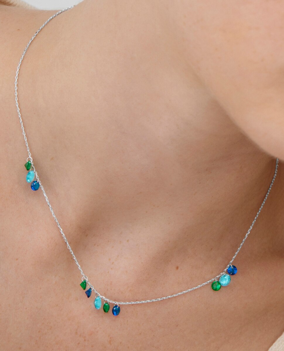 Colar Pide Un Deseo de Prata de Lei 925 com Acabamento em Ródio e Zirconita Multicolor Multicolor-4