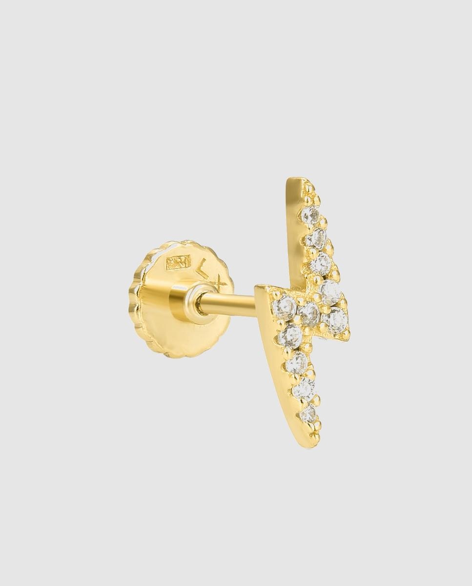 Piercing Personalizável de Prata de Lei 925 com Acabamento em Ouro de 18 Quilates e Zirconita Brilhante Ouro-1