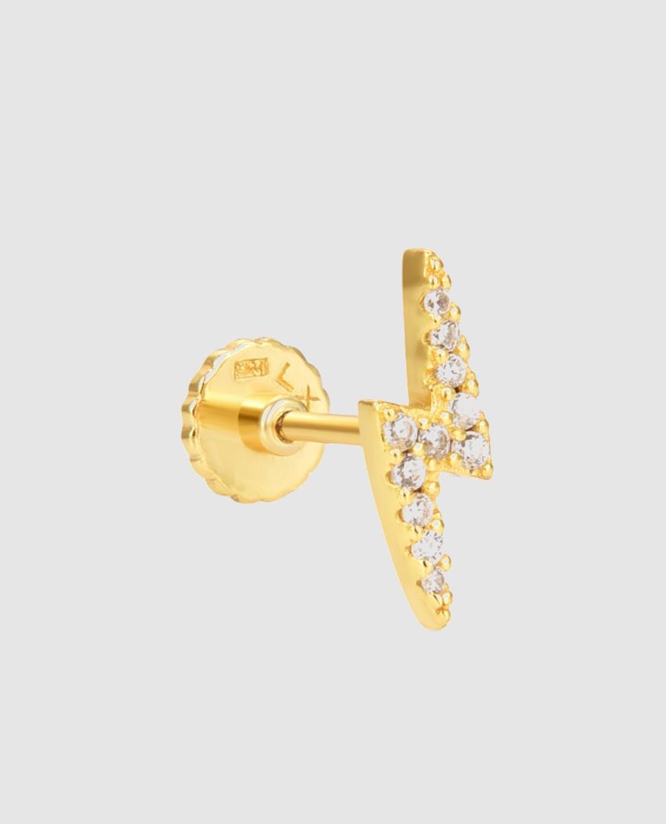 Piercing Personalizável de Prata de Lei 925 com Acabamento em Ouro de 18 Quilates e Zirconita Brilhante Ouro-3