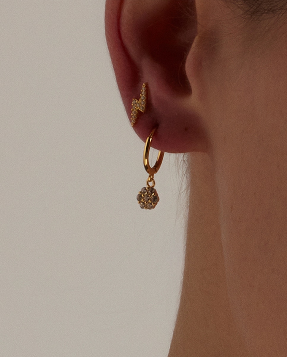 Piercing Personalizável de Prata de Lei 925 com Acabamento em Ouro de 18 Quilates e Zirconita Brilhante Ouro-4