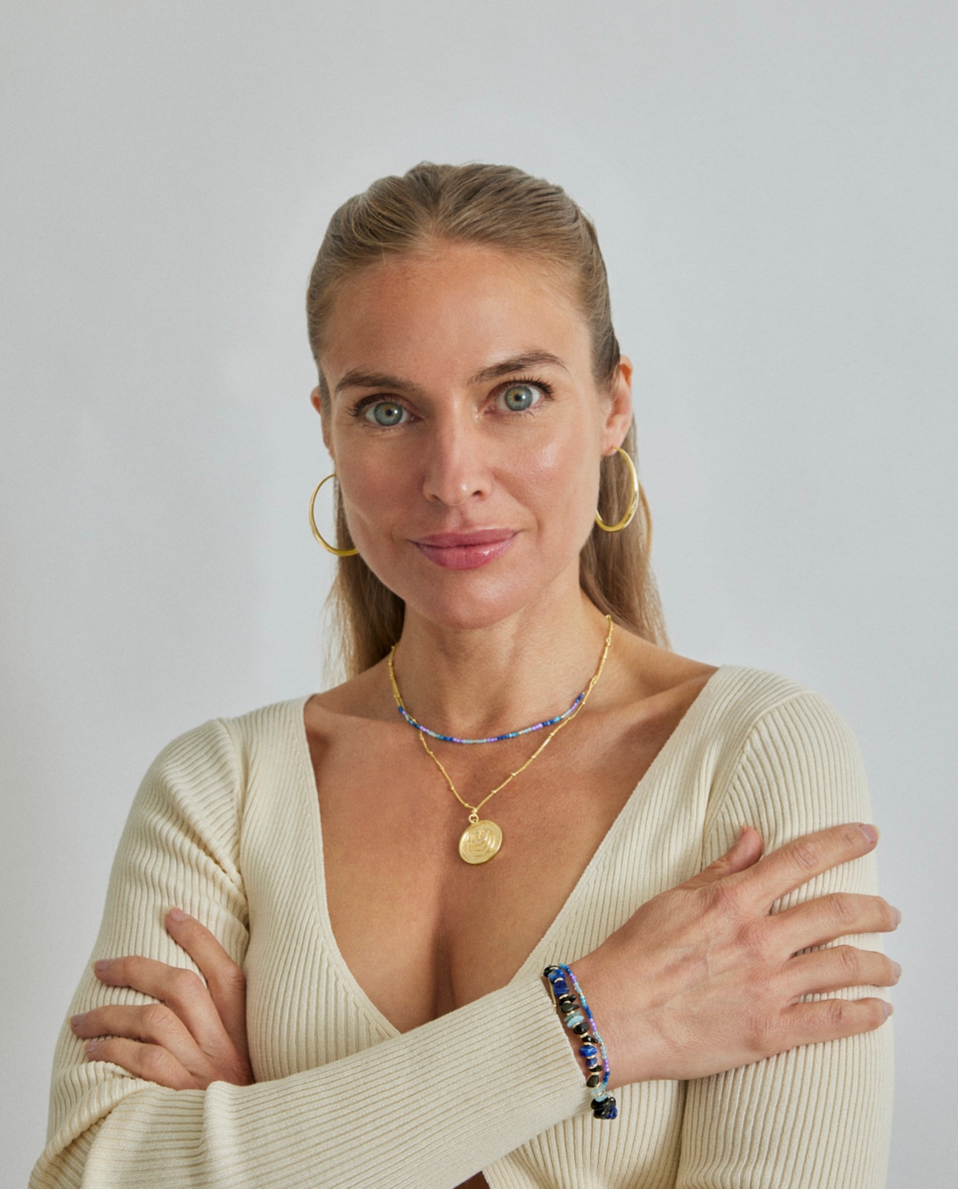Pulseira de Corrente Trendy Acabada em Ouro de 18 Quilates com Cristal Azul-escuro Azul-2