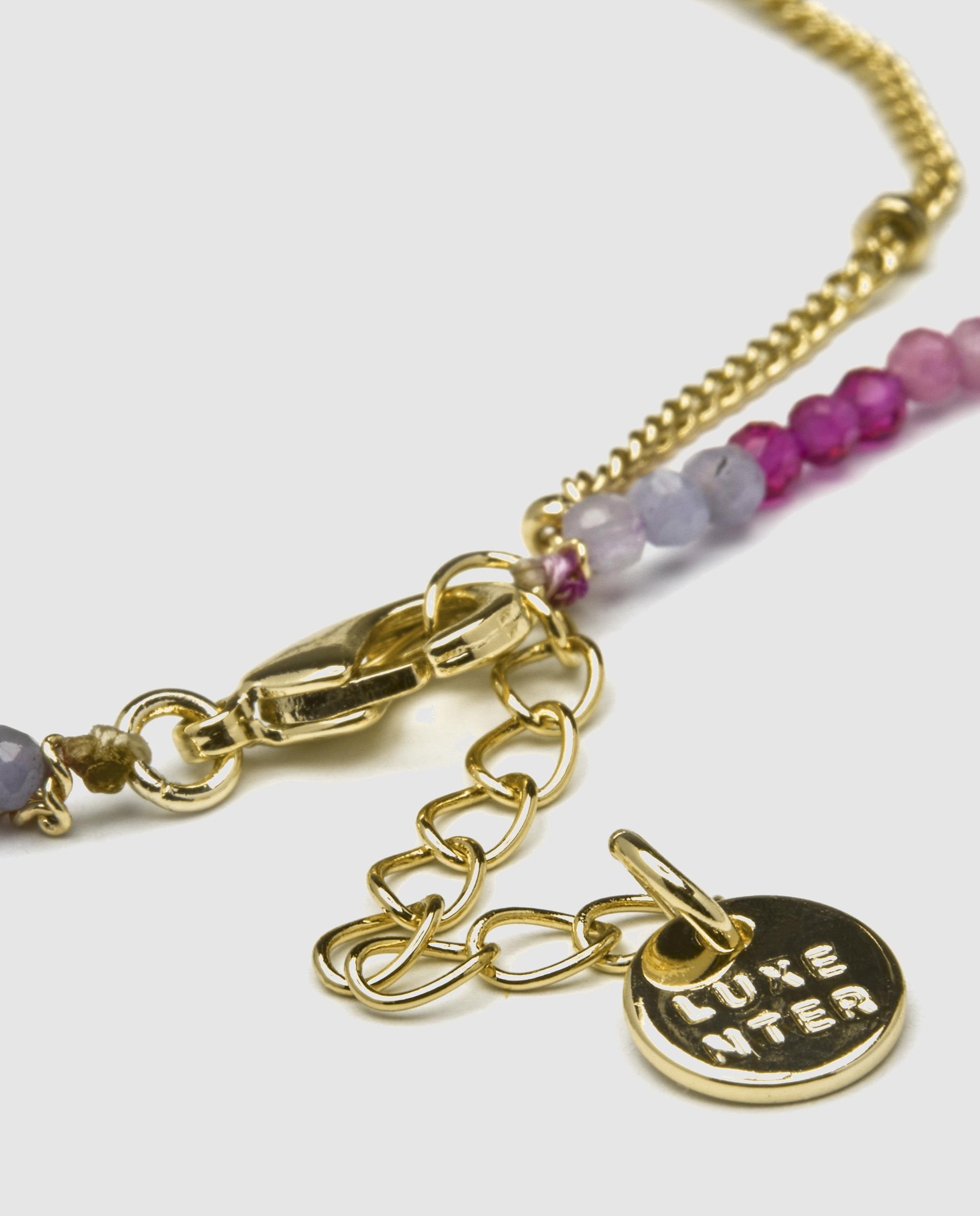 Pulseira de Corrente Trendy Acabada em Ouro de 18 Quilates com Cristal Roxo Roxo-7