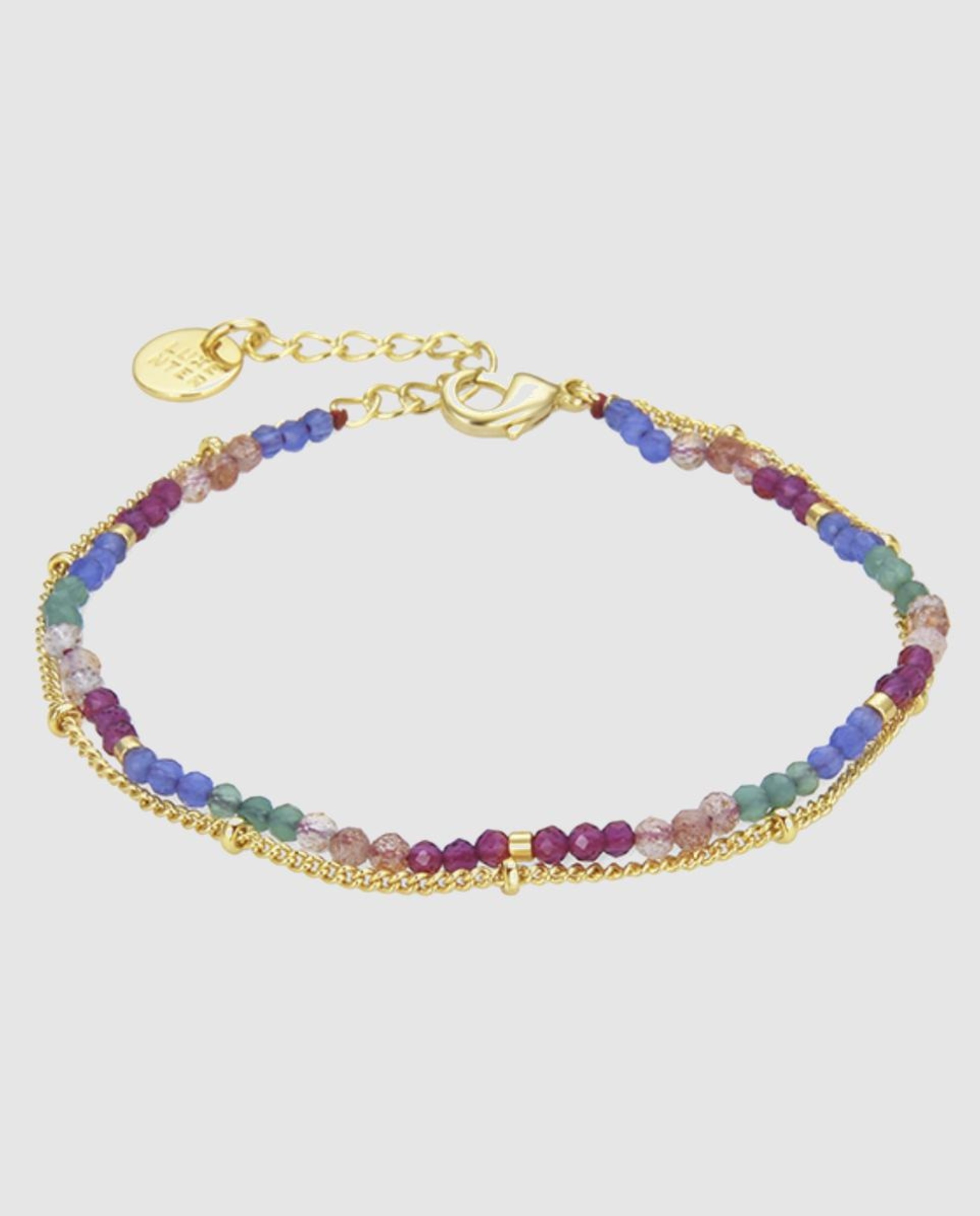 Pulseira de Corrente Trendy Acabada em Ouro de 18 Quilates com Cristal Multicolor Multicolor-1
