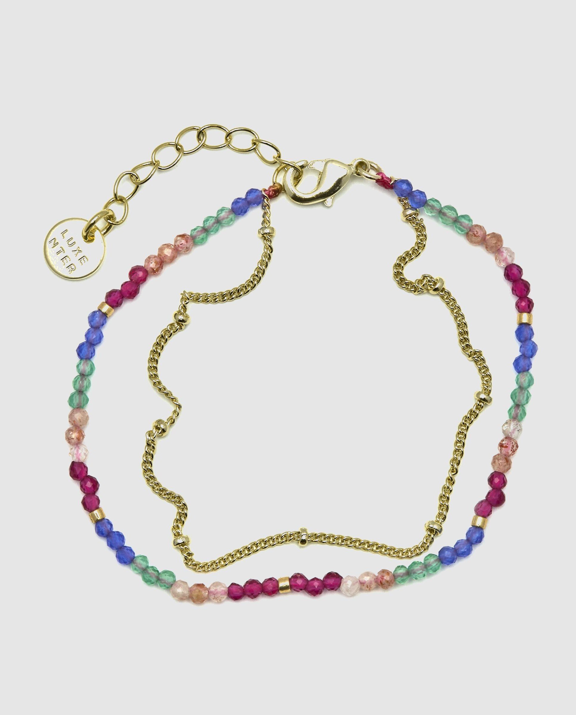 Pulseira de Corrente Trendy Acabada em Ouro de 18 Quilates com Cristal Multicolor Multicolor-3