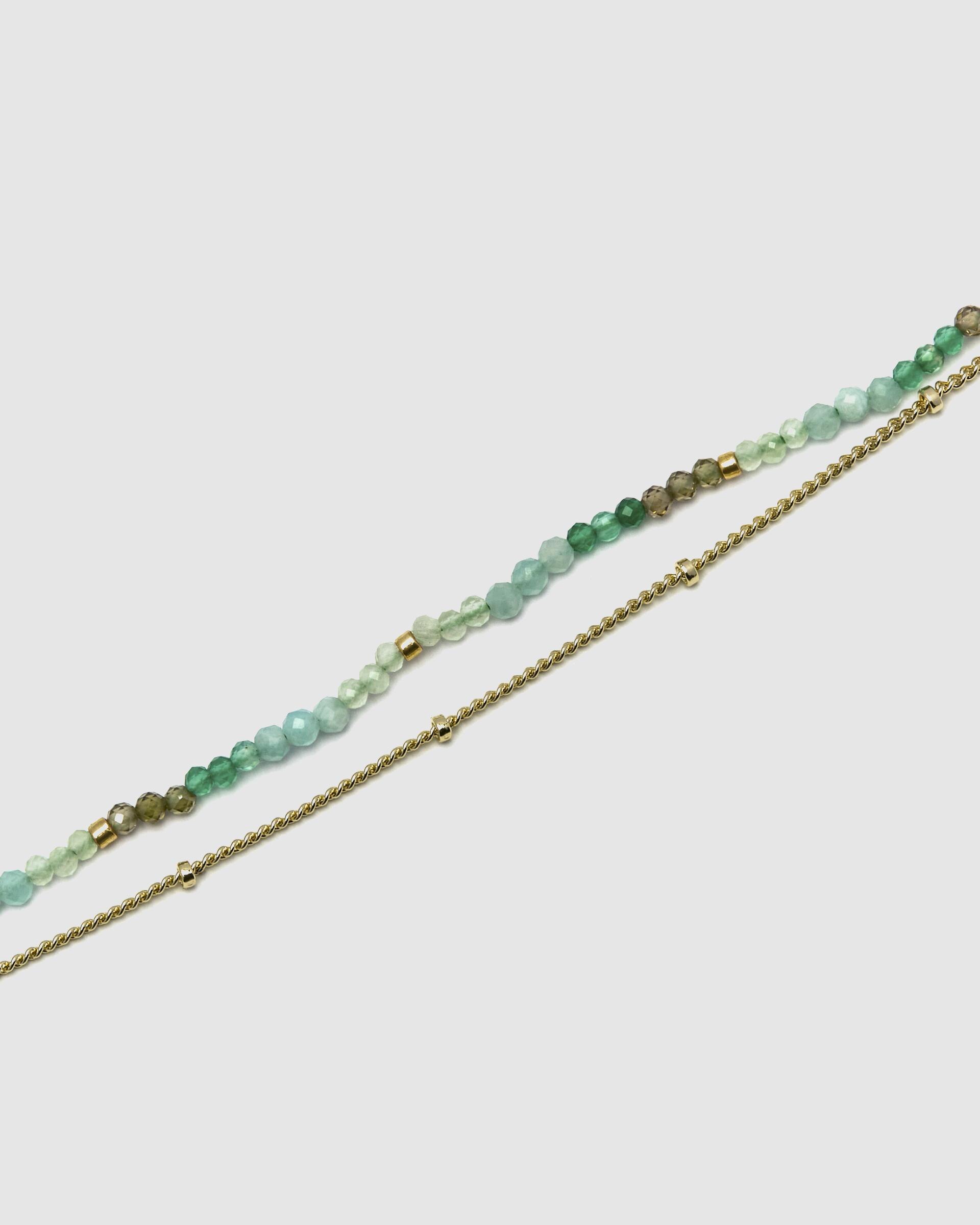 Pulseira de Corrente Trendy Acabada em Ouro de 18 Quilates com Cristal Verde Ouro-6