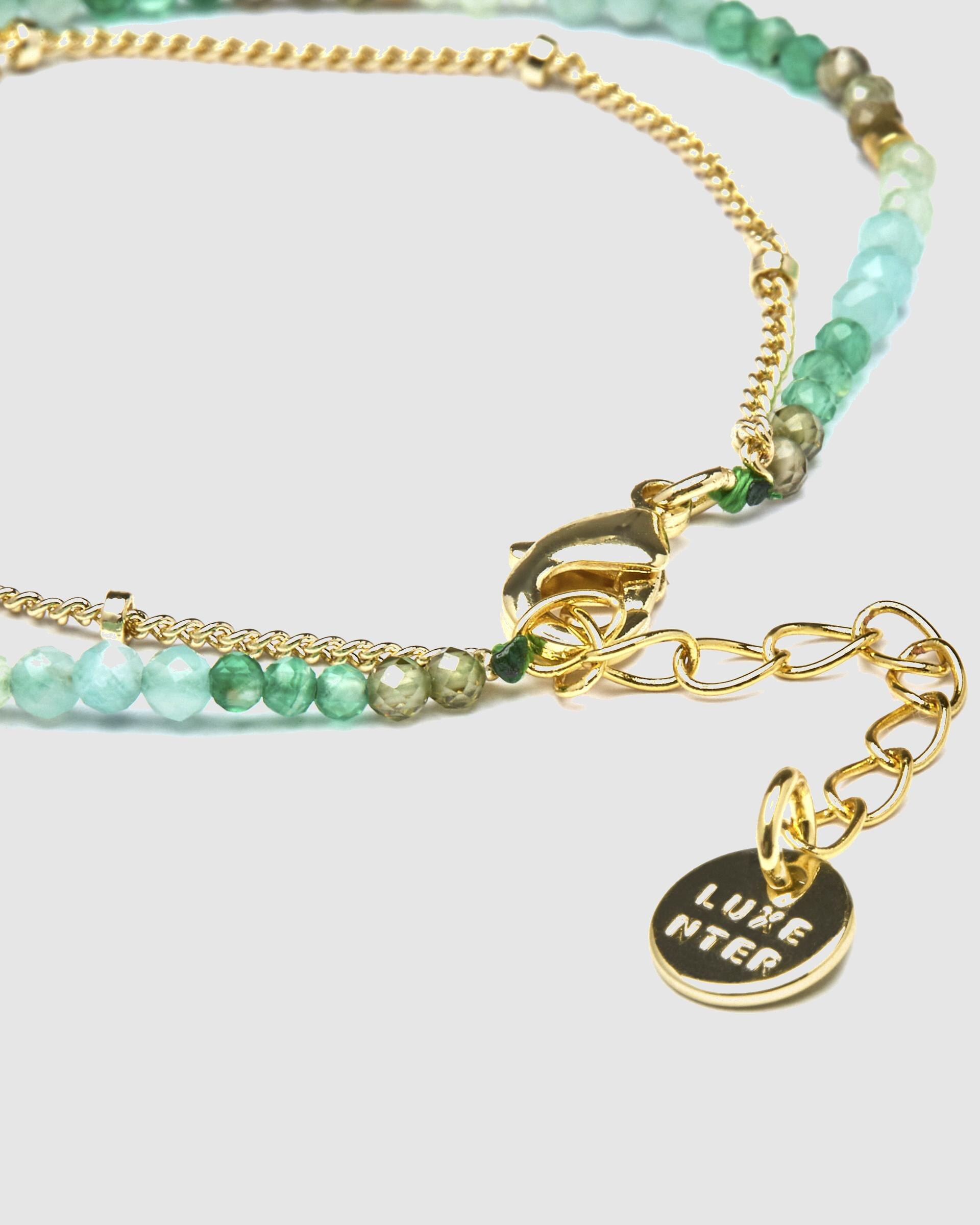 Pulseira de Corrente Trendy Acabada em Ouro de 18 Quilates com Cristal Verde Ouro-7
