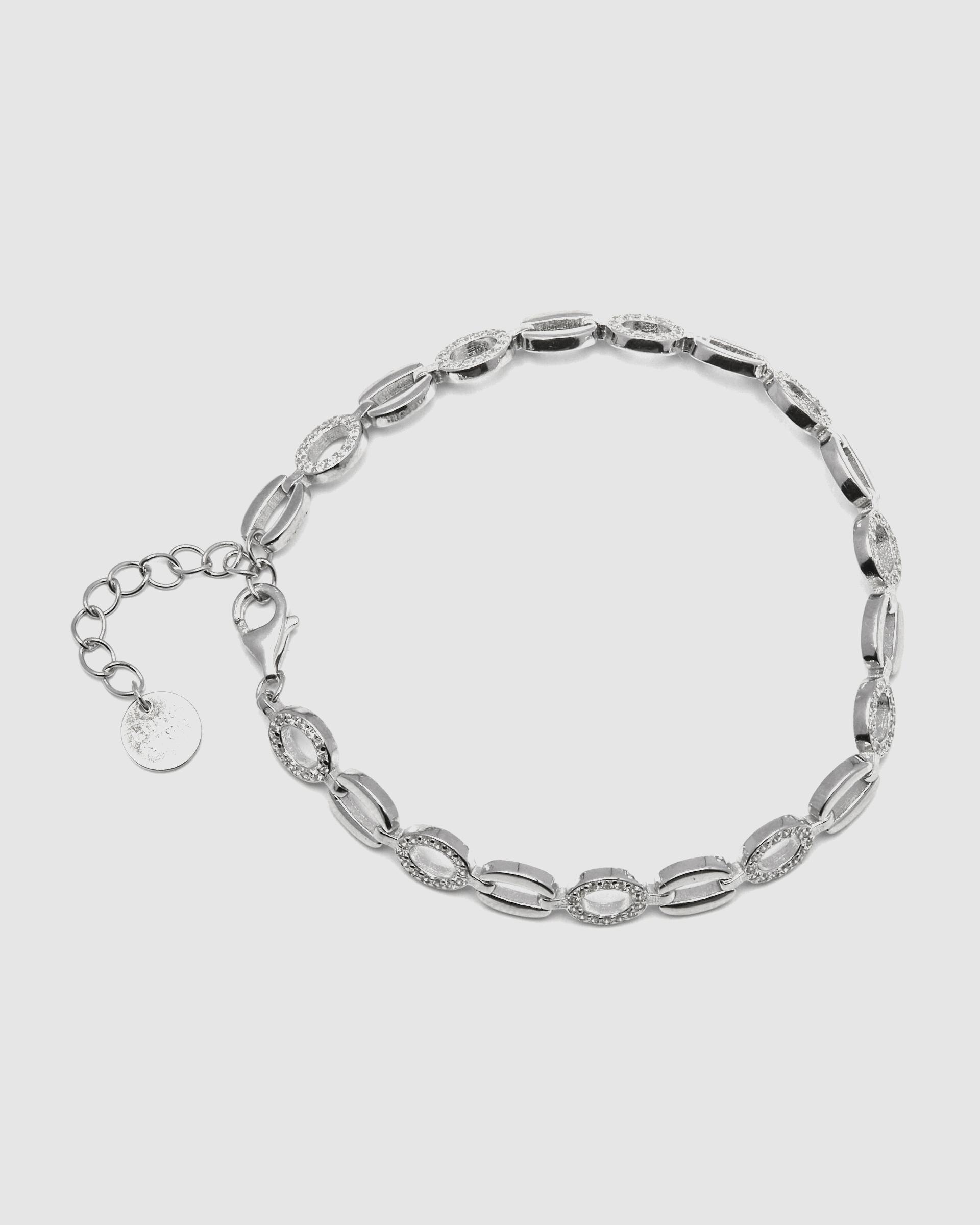 Pulseira de Corrente Momentos para Brilhar de Prata de Lei 925 Acabada em Ródio com Zirconita Brilhante Prata brilhante / Transparente-3