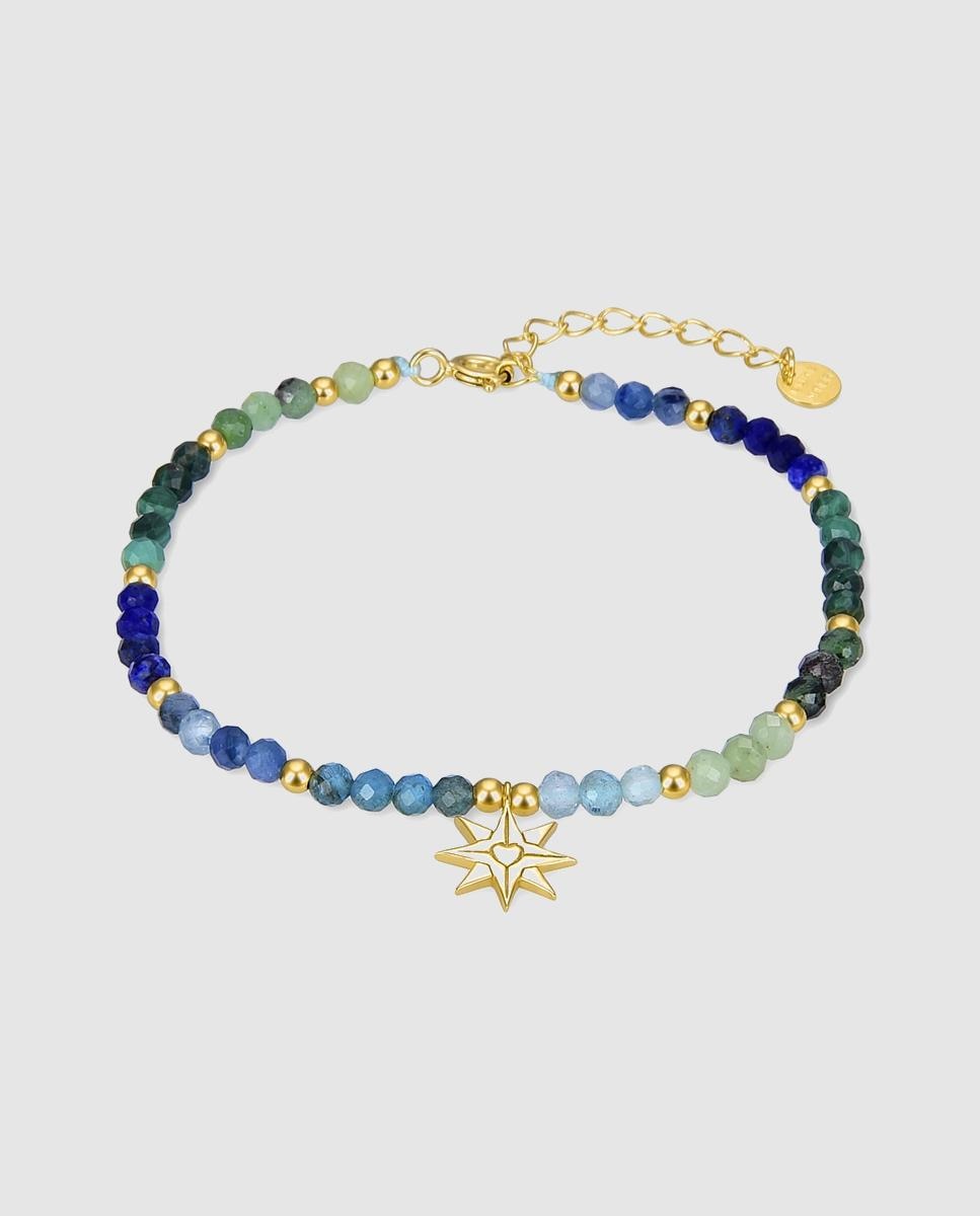 Imagem 0 de Pulseira com Charms Trendy de Prata de Lei 925 Acabada em Ouro Amarelo de 18 Quilates com Cristal Multicolor