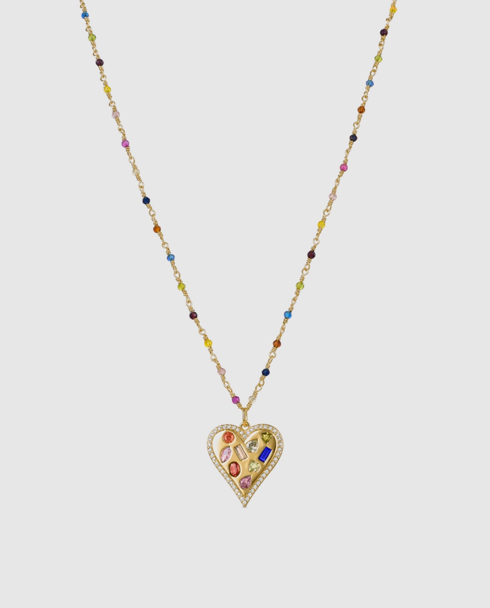Colar Atelier de Prata de Lei 925 com Acabamento em Ouro Amarelo de 18 Quilates e Zirconita Multicolor Ouro-1