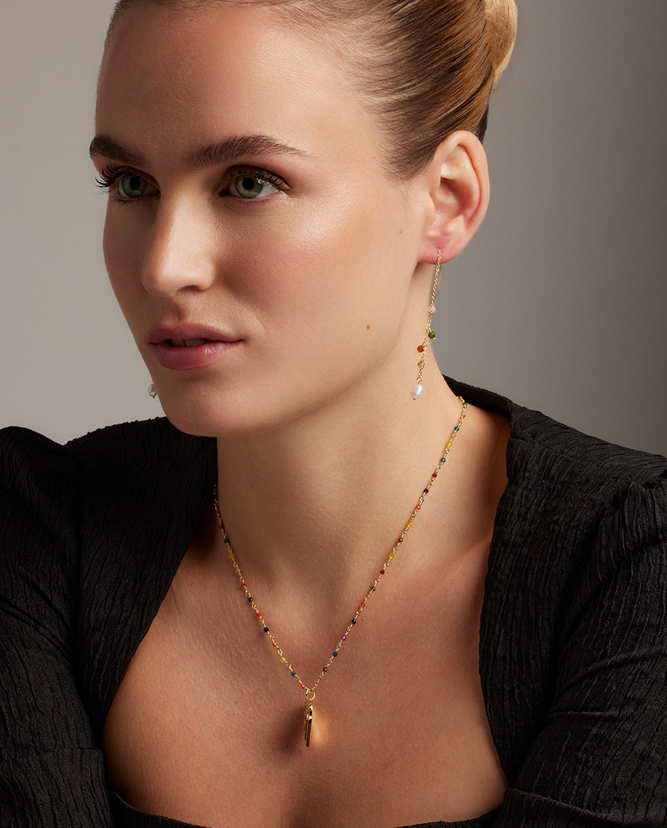Colar Atelier de Prata de Lei 925 com Acabamento em Ouro Amarelo de 18 Quilates e Zirconita Multicolor Ouro-2