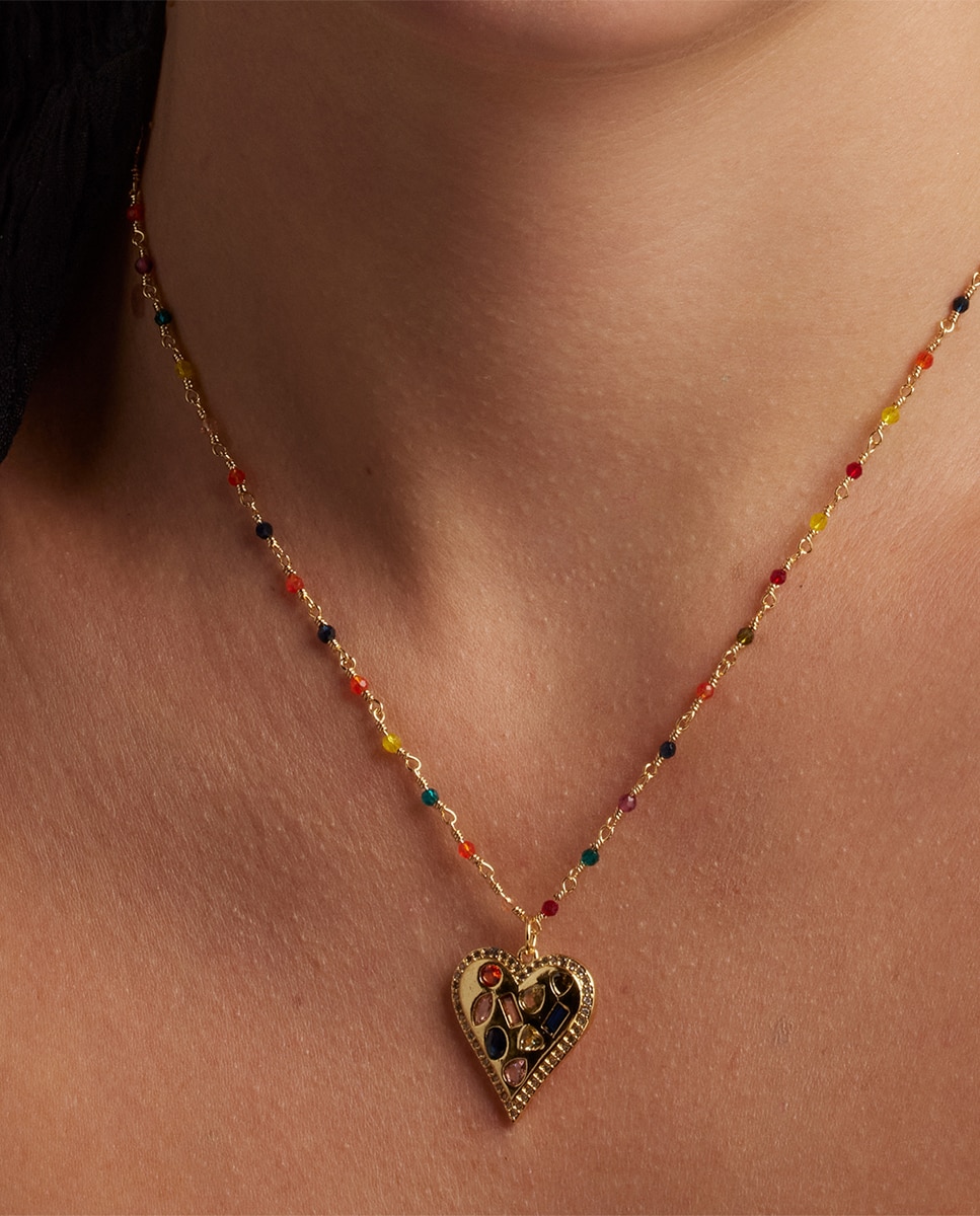 Colar Atelier de Prata de Lei 925 com Acabamento em Ouro Amarelo de 18 Quilates e Zirconita Multicolor Ouro-3