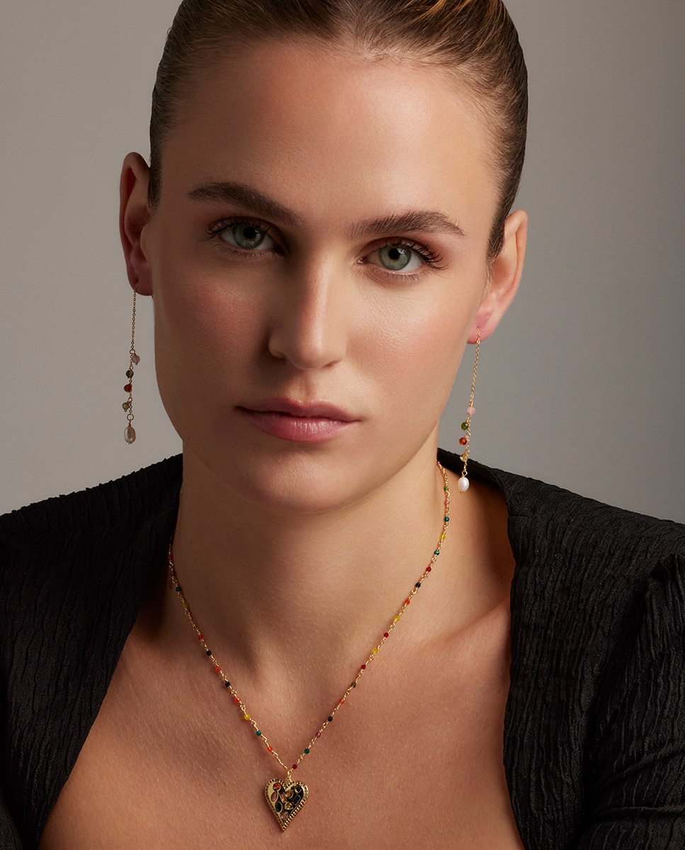 Colar Atelier de Prata de Lei 925 com Acabamento em Ouro Amarelo de 18 Quilates e Zirconita Multicolor Ouro-4