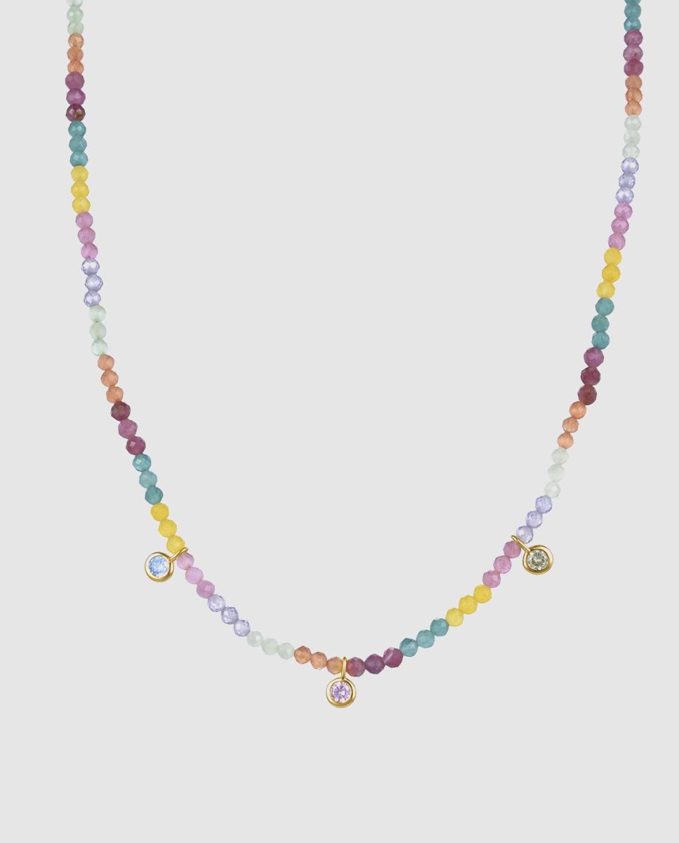 Colar Atelier de Prata de Lei 925 com Acabamento em Ouro Amarelo de 18 Quilates e Zirconita Multicolor Ouro-1
