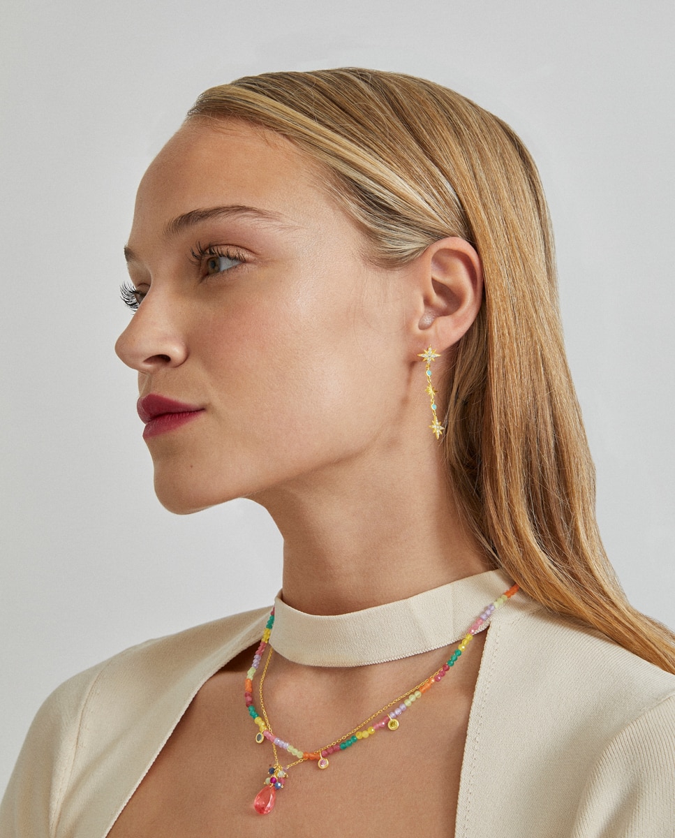 Colar Atelier de Prata de Lei 925 com Acabamento em Ouro Amarelo de 18 Quilates e Zirconita Multicolor Ouro-2