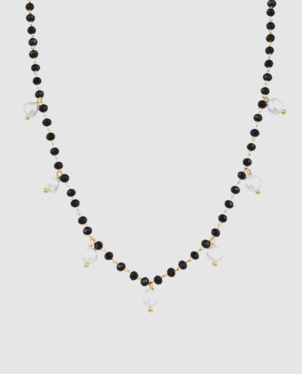 Colar Pide Un Deseo de Prata de Lei 925 com Acabamento em Ouro Amarelo de 18 Quilates e Pérola Branca Ouro-1