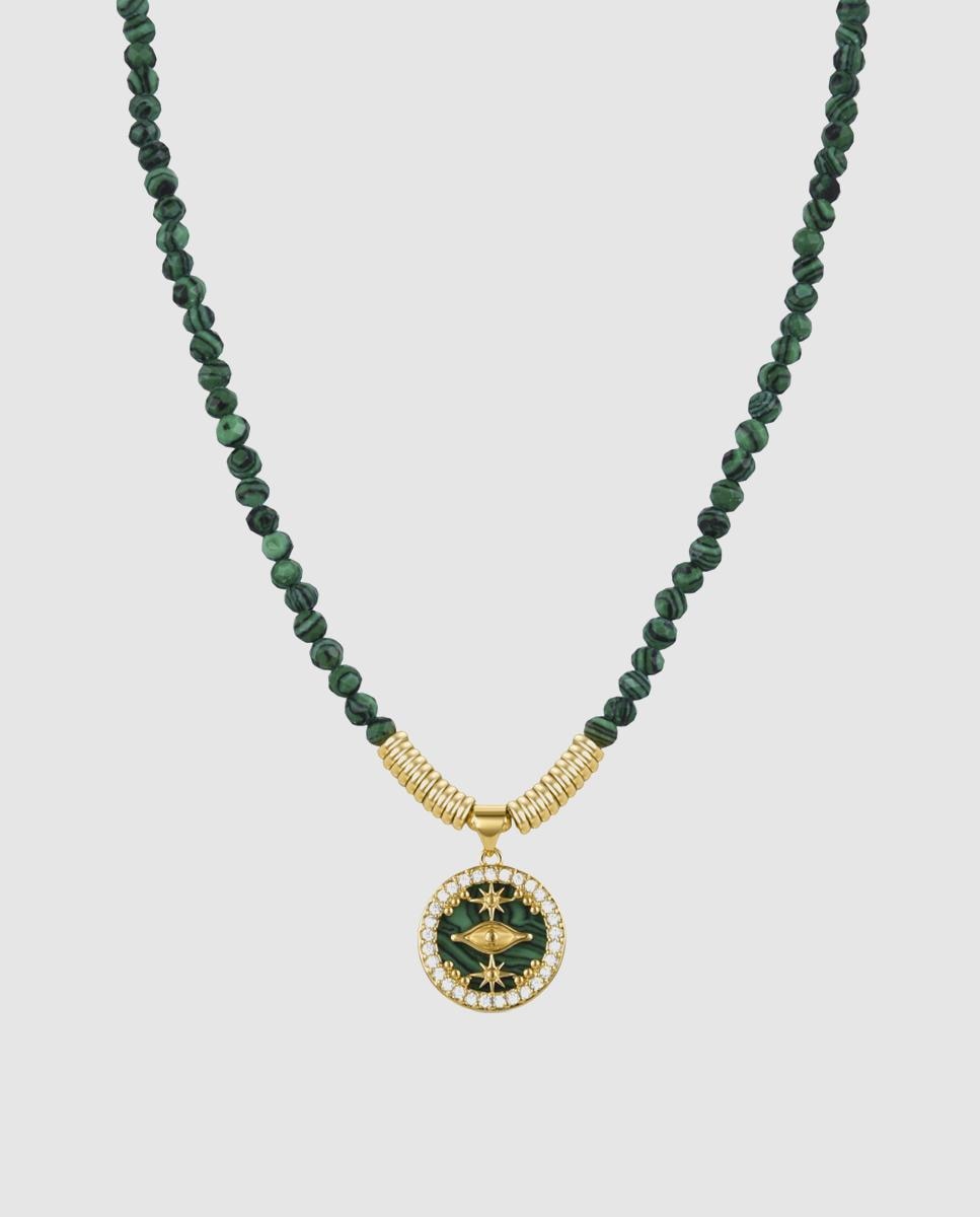 Imagem 0 de Colar Trendy com Acabamento em Ouro Amarelo de 18k com Malaquita