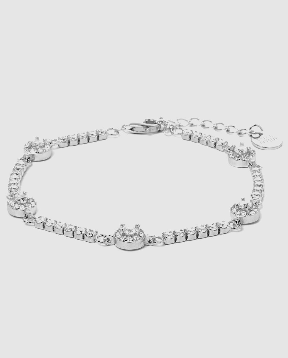 Imagem 0 de Pulseira de Corrente Momentos para Brilhar de Prata de Lei 925 Acabada em Ródio com Zirconita Brilhante
