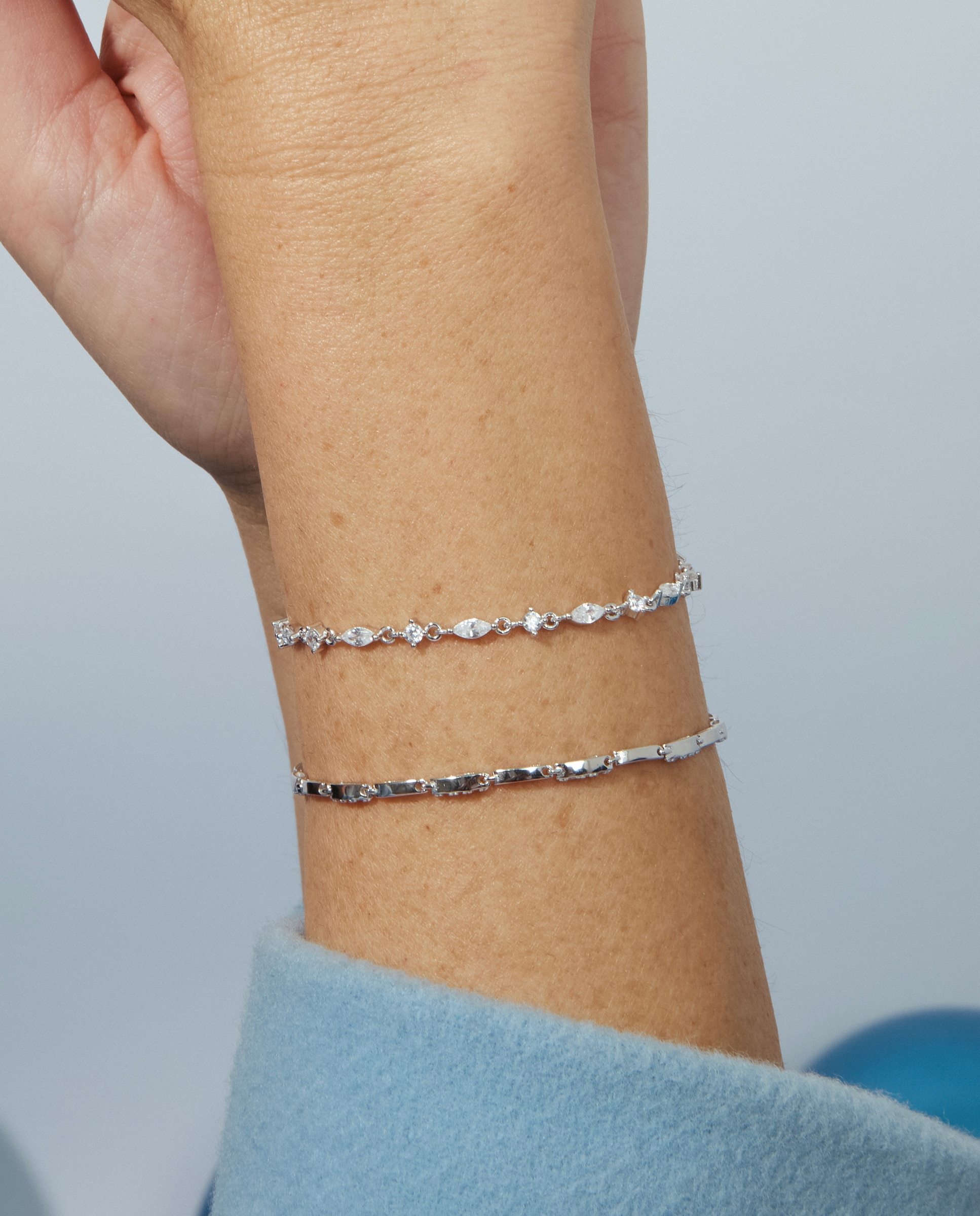 Pulseira de Corrente Momentos para Brilhar de Prata de Lei 925 Acabada em Ródio com Zirconita Brilhante Prata-3