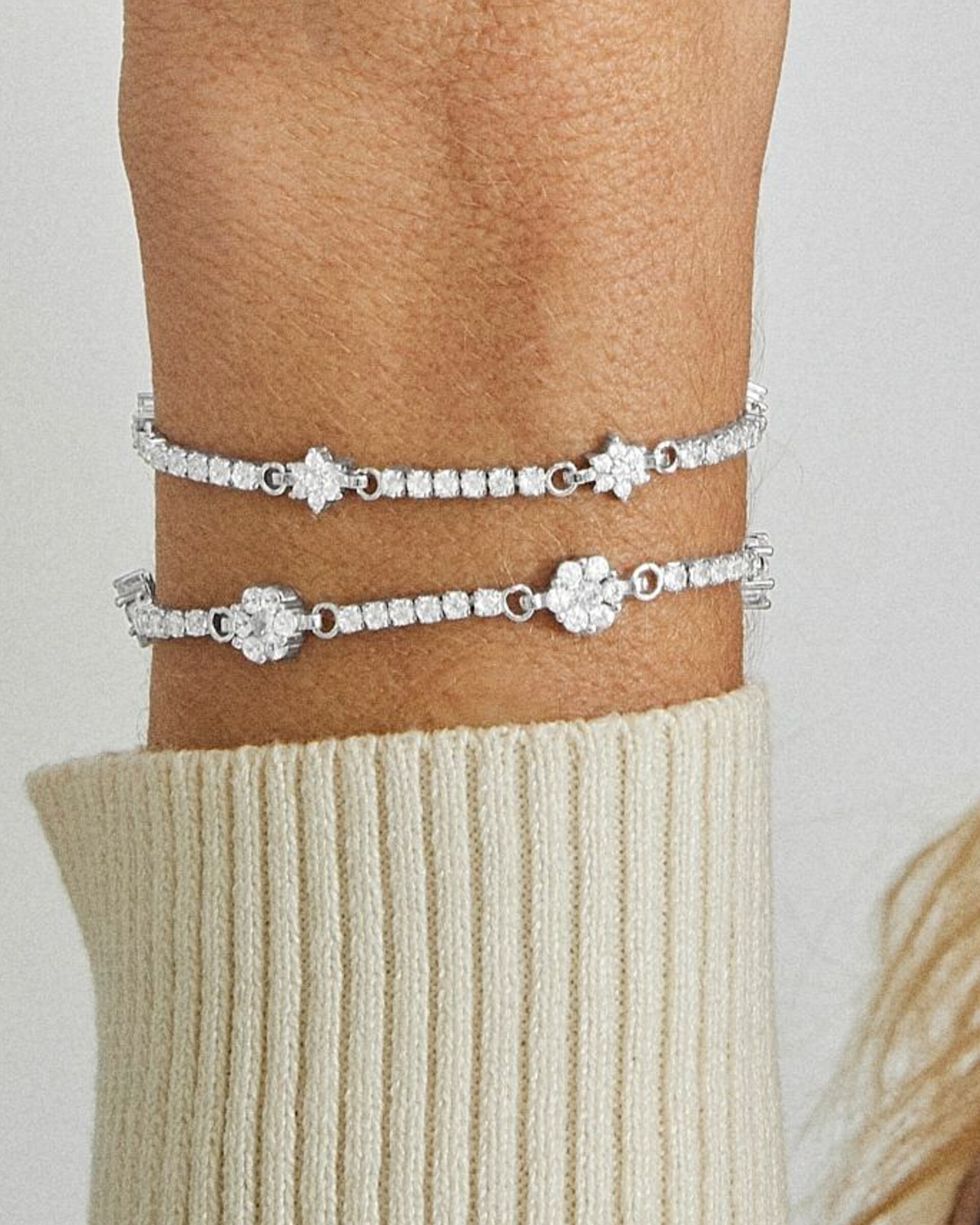 Pulseira de Corrente Momentos para Brilhar de Prata de Lei 925 Acabada em Ródio com Zirconita Brilhante Prata brilhante / Transparente-4