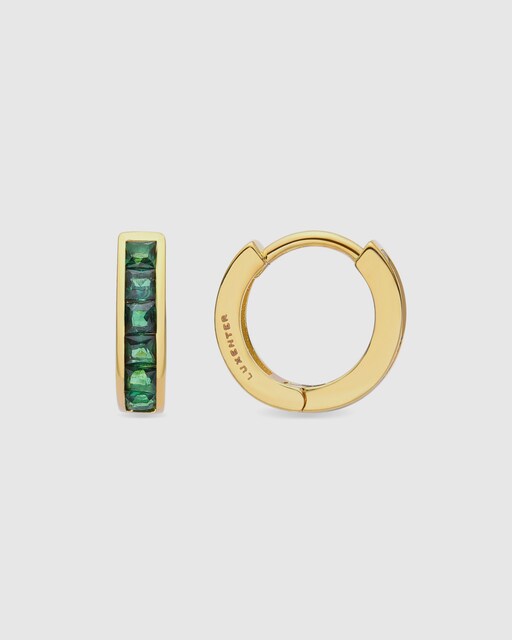 Imagem 0 de Brincos Basic com Acabamento em Ouro Amarelo de 18k com Zirconita Esmeralda