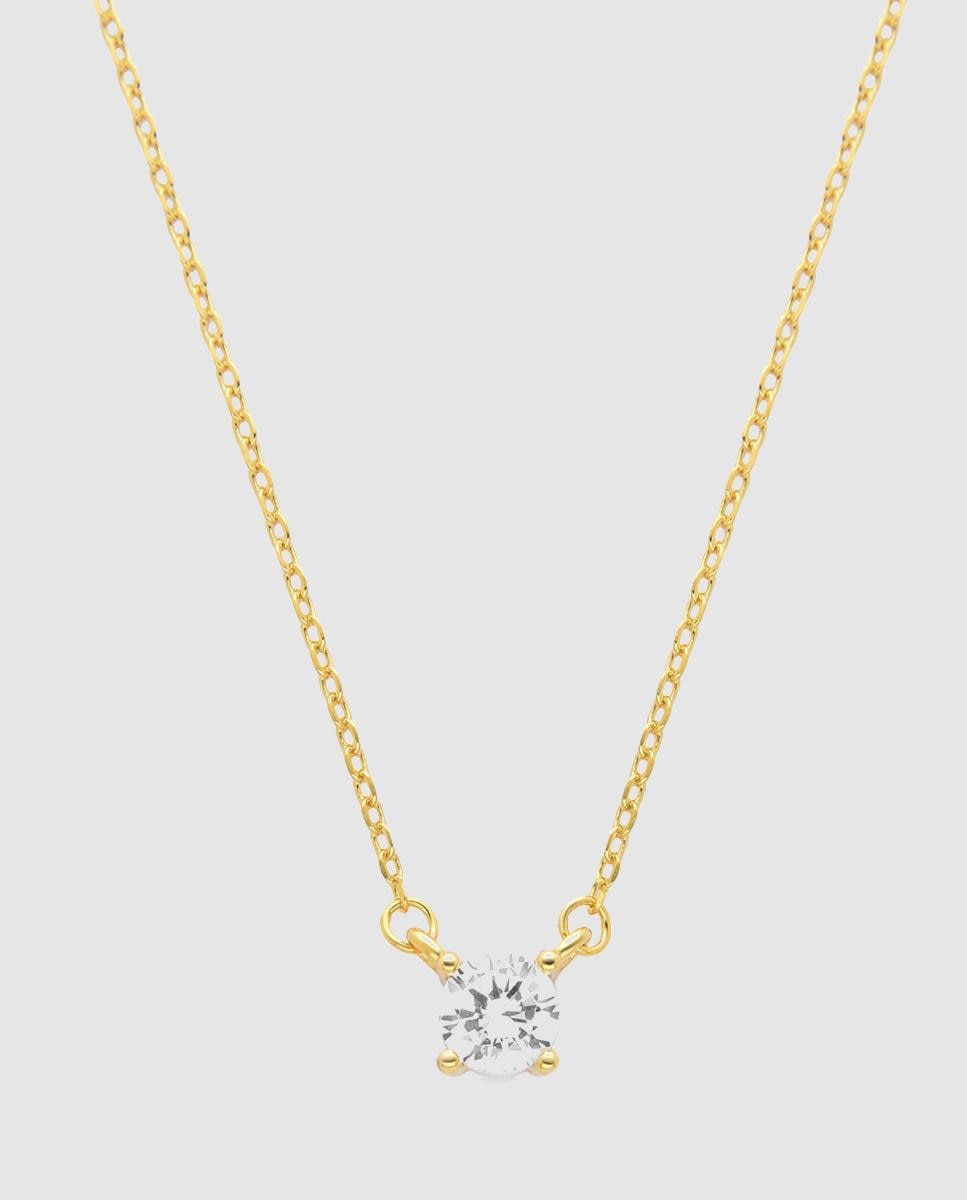 Colar Pide Un Deseo de Prata de Lei 925 com Acabamento em Ouro de 18 Quilates e Zirconita Brilhante Ouro-1