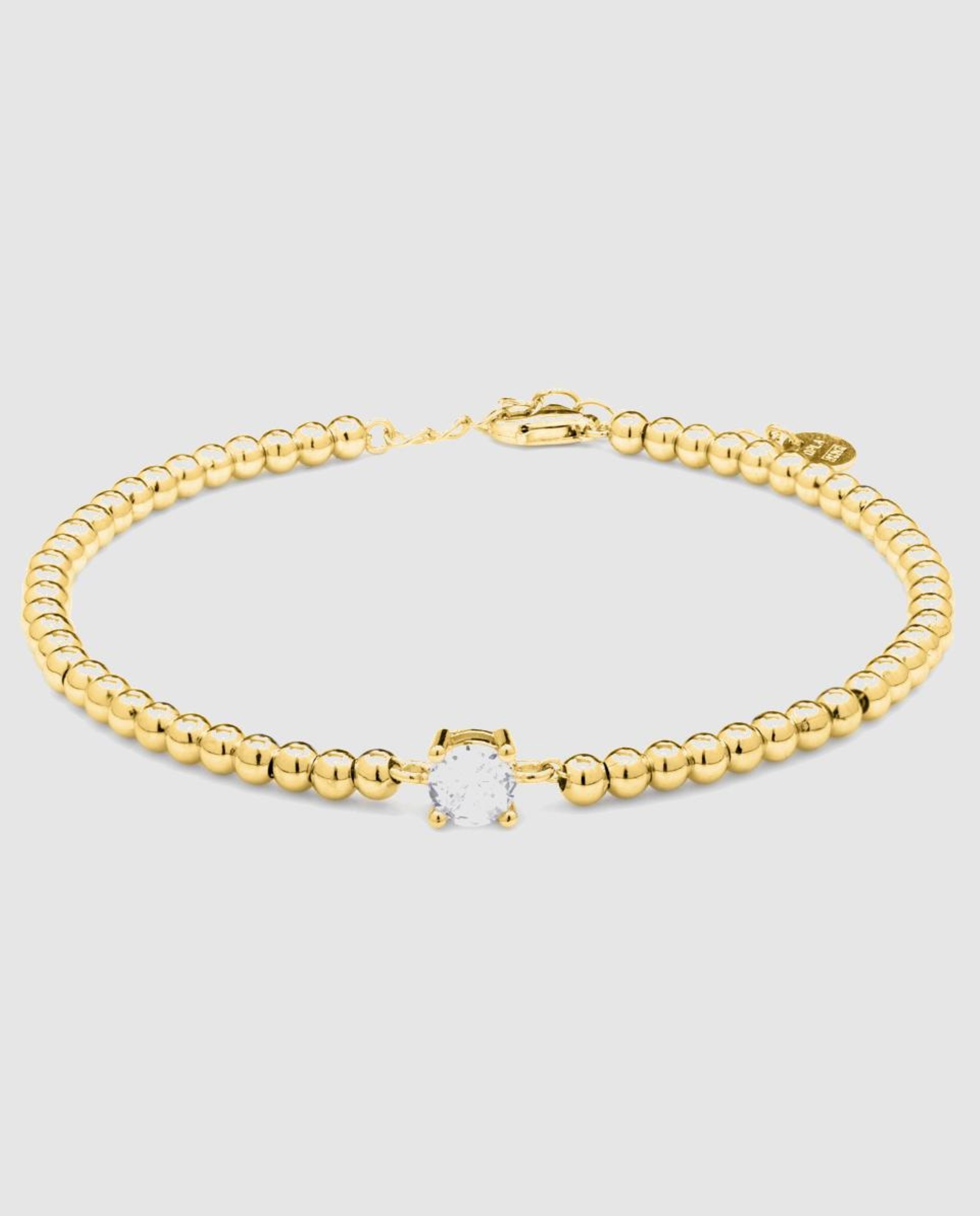 Pulseira Pide Un Deseo de Prata de Lei 925 Acabada de Ouro de 18 Quilates com Zirconita Brilhante Branco-1
