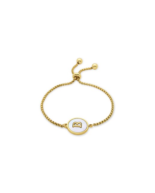Imagem 0 de Pulseira Letras Acabada em Ouro de 18k com Madrepérola em Branco
