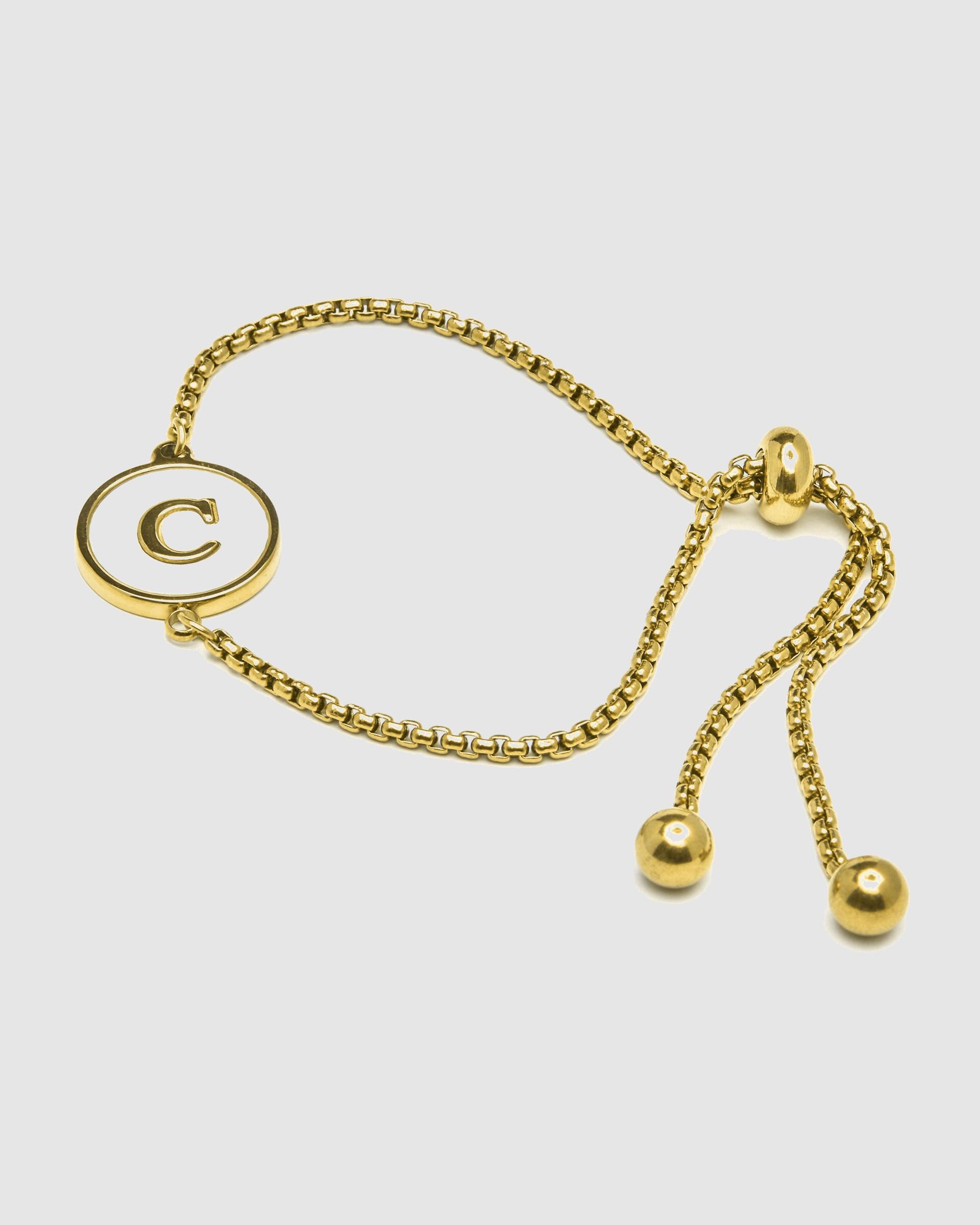 Pulseira com Charms Letras Acabada em Ouro de 18 Quilates com Madrepérola Branca Ouro-3