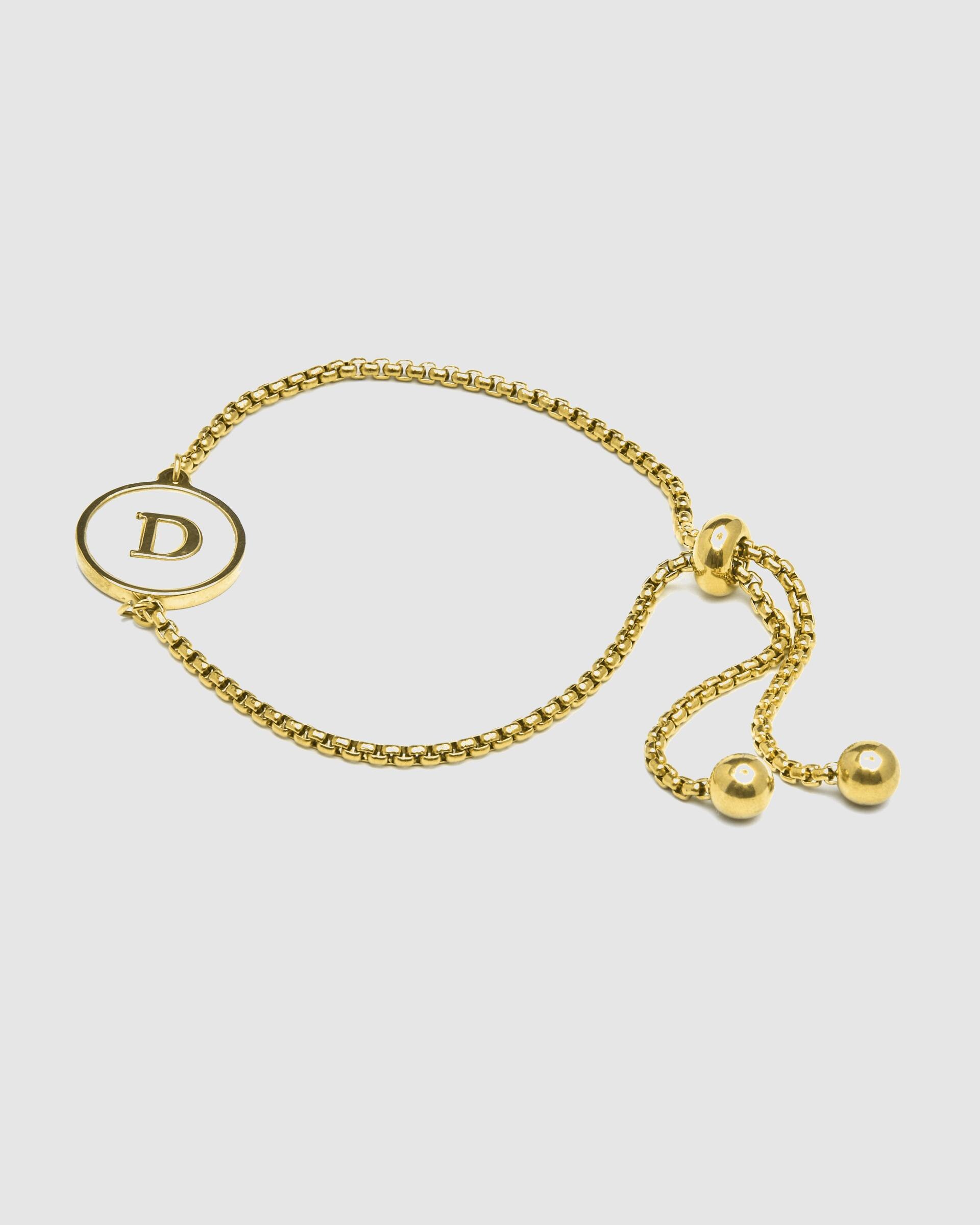 Pulseira com Charms Letras Acabada em Ouro de 18 Quilates com Madrepérola Branca Ouro-3