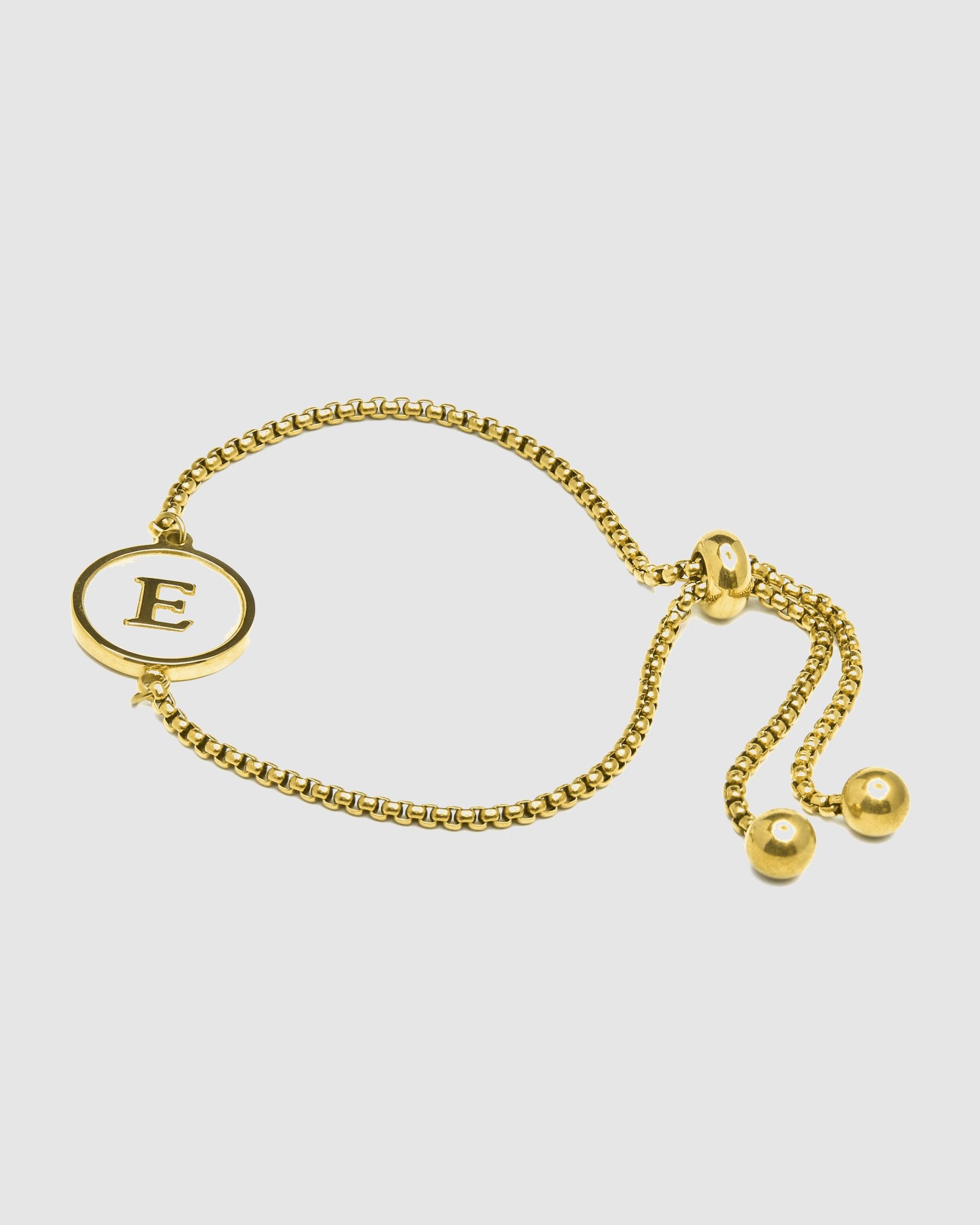 Pulseira com Charms Letras Acabada em Ouro de 18 Quilates com Madrepérola Branca Ouro-3