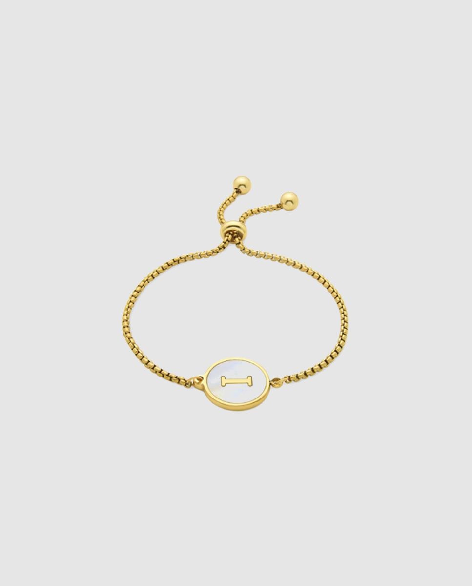 Imagem 0 de Pulseira Letras Acabada em Ouro de 18k com Madrepérola Branca