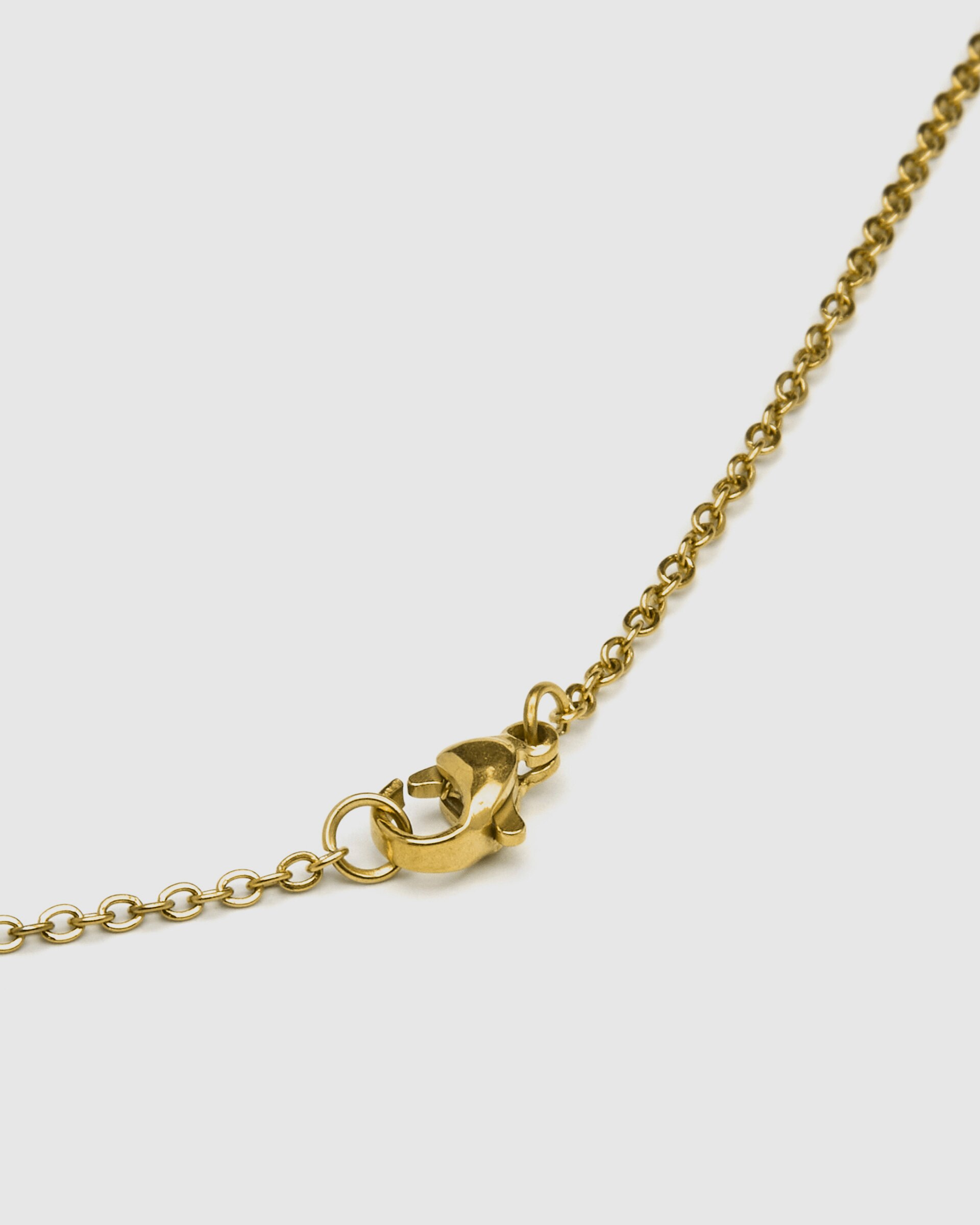 Colar de Aço Alphabet Acabado em Ouro de 18 Quilates com Madrepérola Branca Ouro-5