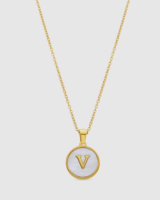 Imagem 0 de Colar Letras com Acabamento em Ouro de 18k com Madrepérola em Branco