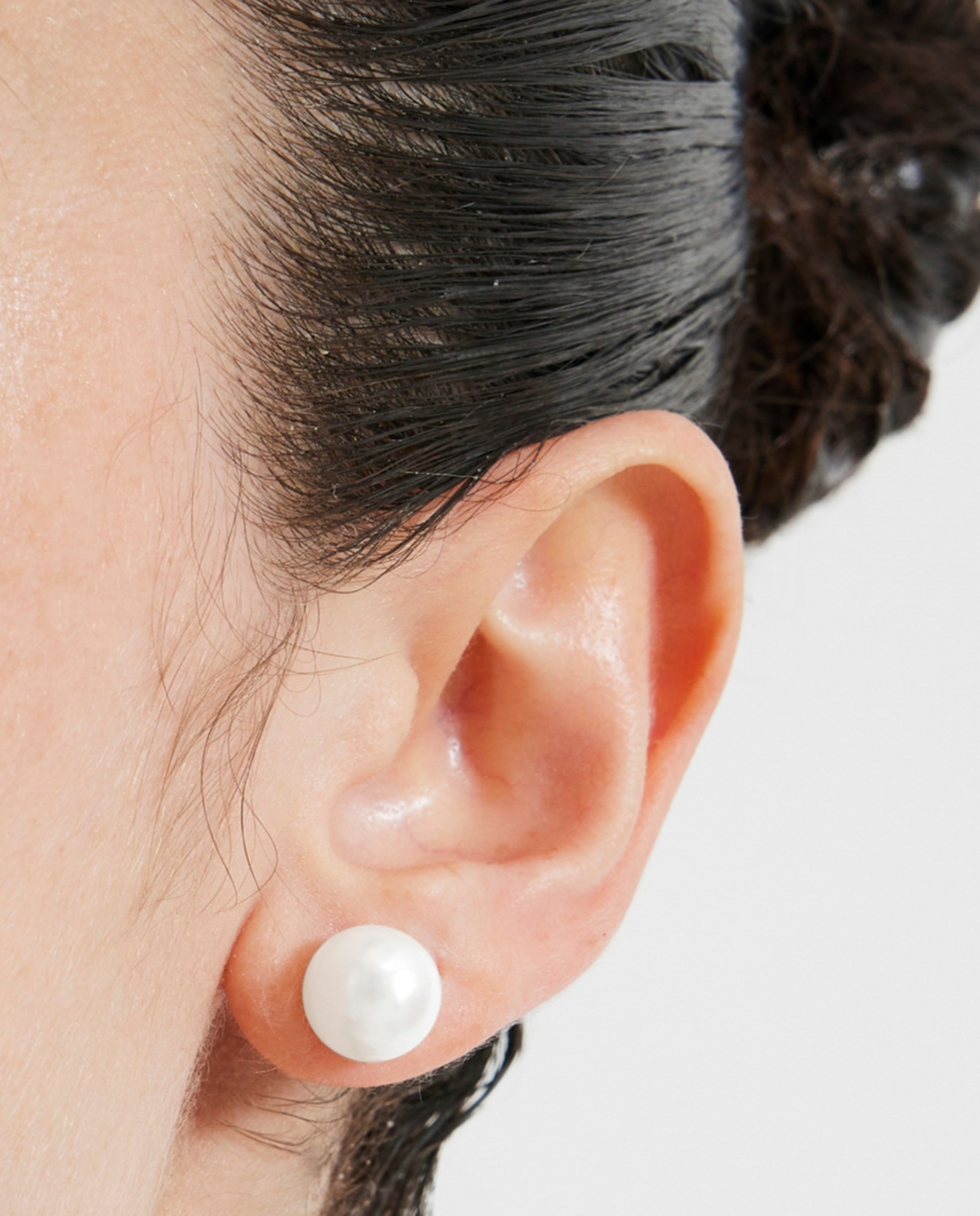 Brincos Essential de Prata de Lei 925 Acabados em Ródio com Pérola Branca Branco-3