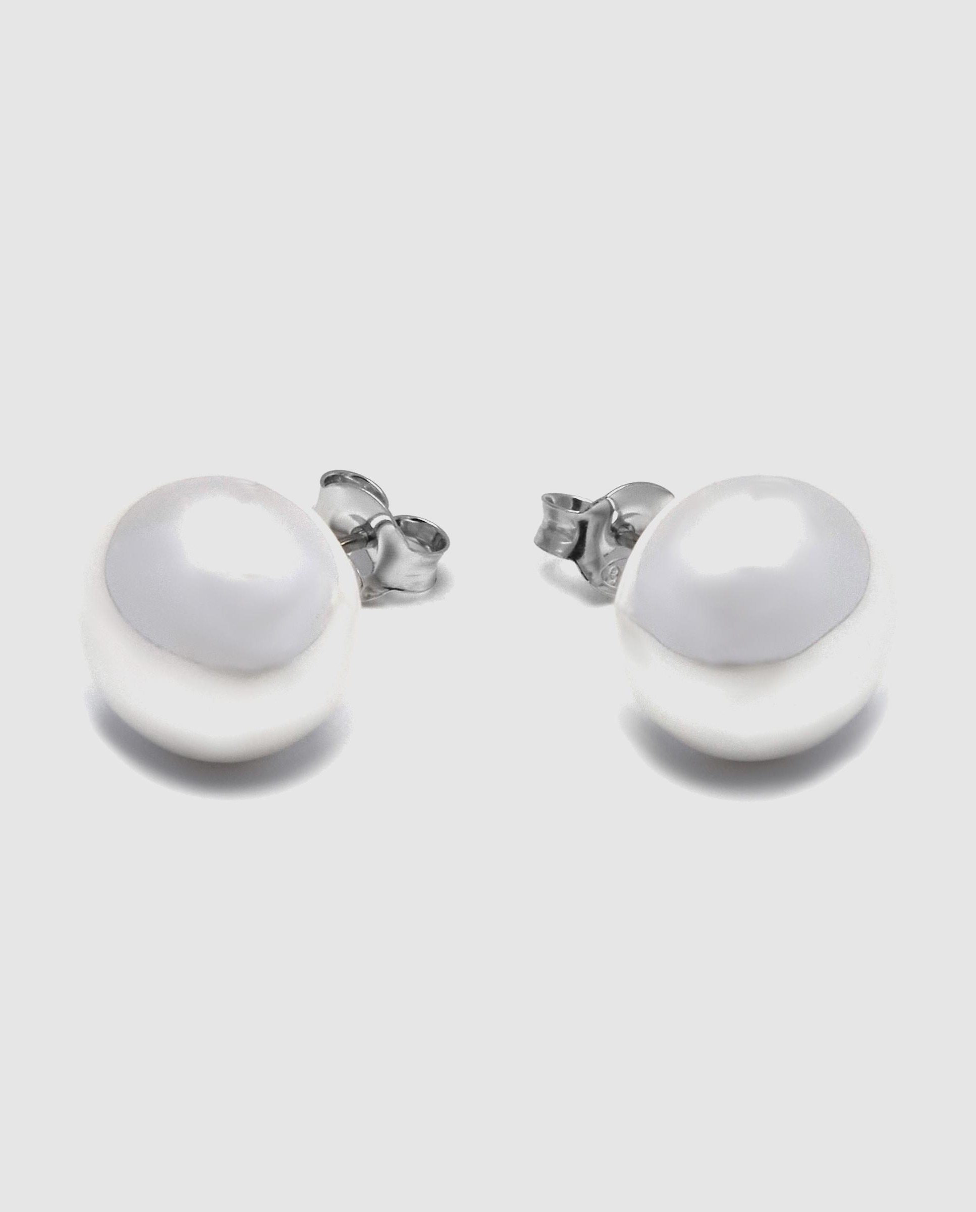 Brincos Essential de Prata de Lei 925 com Acabamento em Ródio e Pérola Branca Branco-3